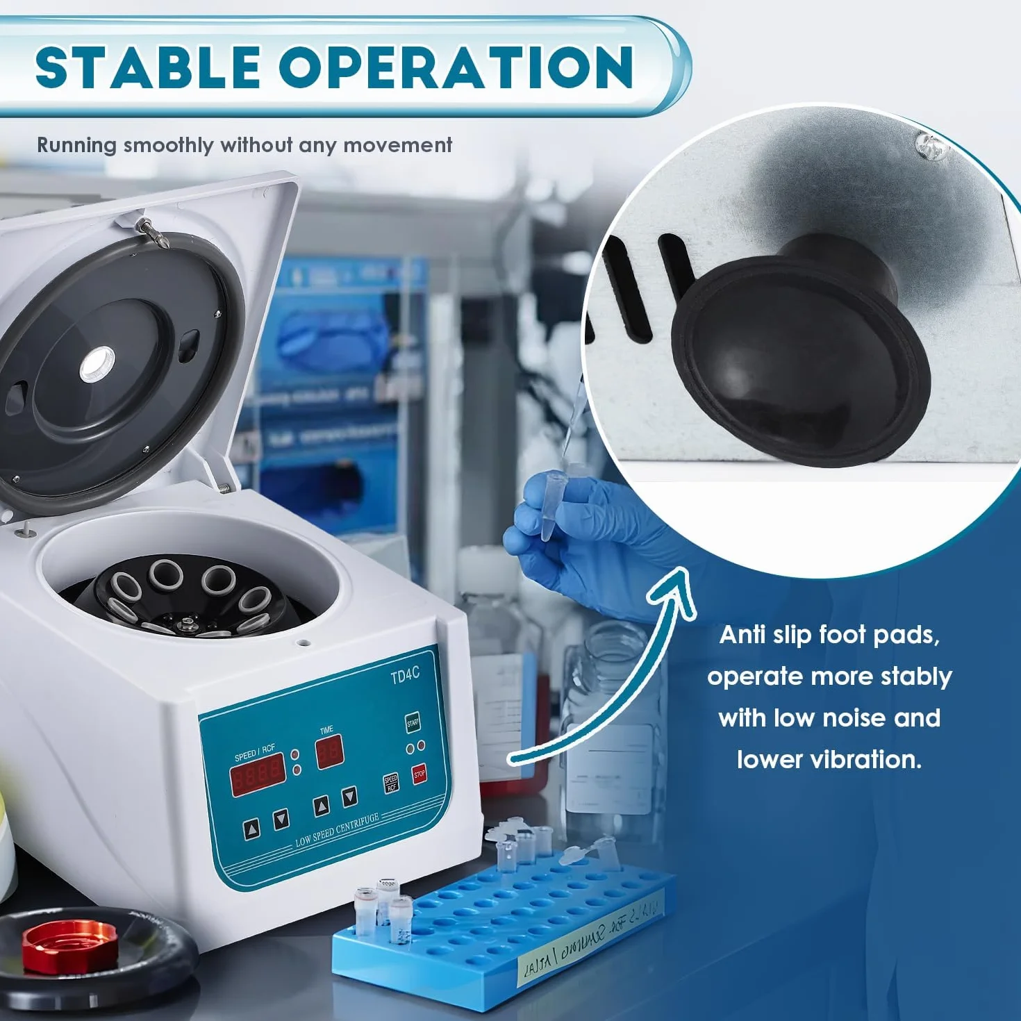 CGOLDENWALL Centrifugeuse de laboratoire 8x15ml Affichage LED, 4000rpm, 99min Timing, 1880xg, pour Tubes Vacutainer 5-10ml & Tubes Centrifuge 10-15ml, Centrifugeuse PRP à faible vibration (EU)