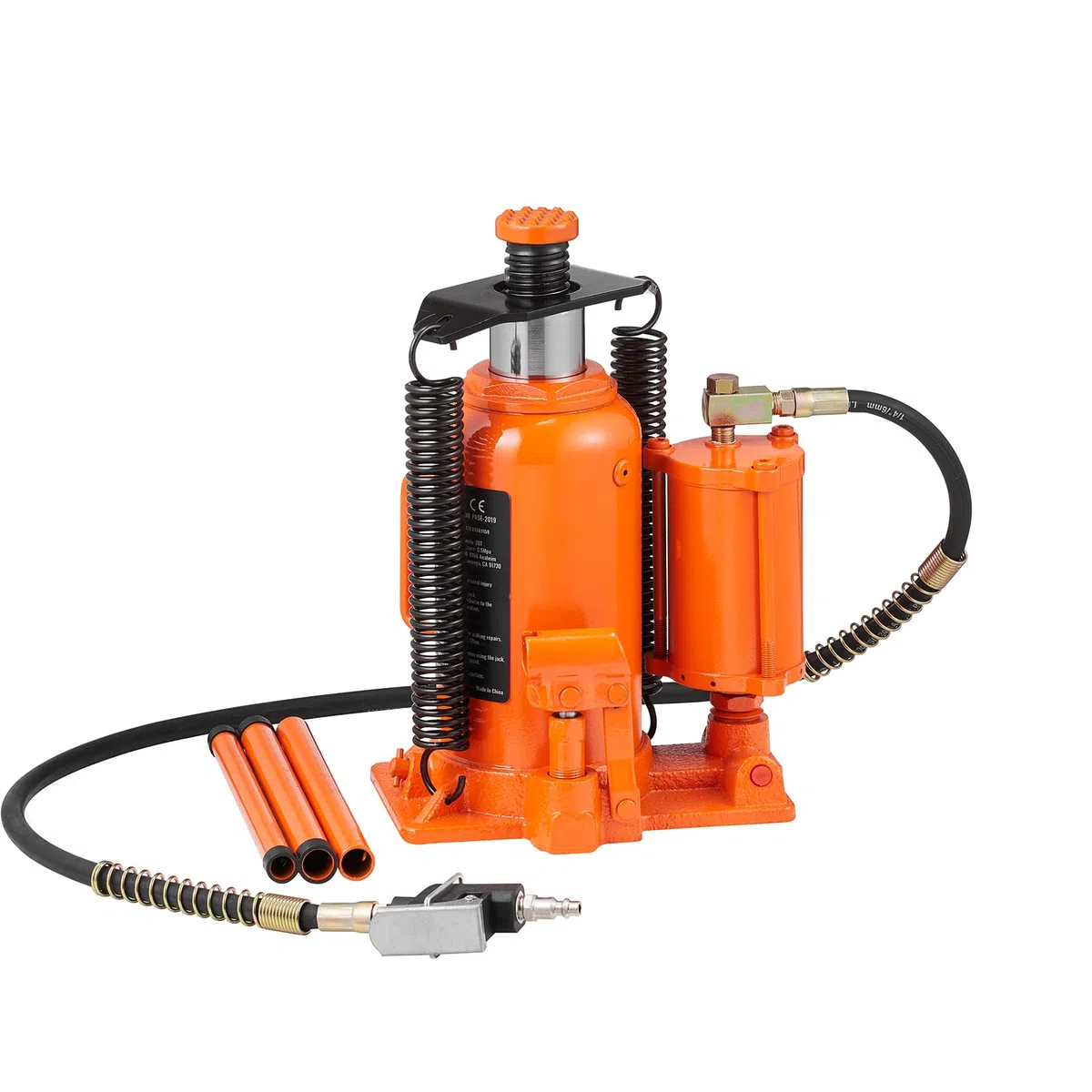 VEVOR Cric Bouteille Hydraulique 20 T Gamme de Levage 265-500 mm Cric de Levage Hydraulique et Pneumatique Pression 0,5 MPa pour Levage Descente Voitures Automobiles Machines Lourdes Atelier Garage