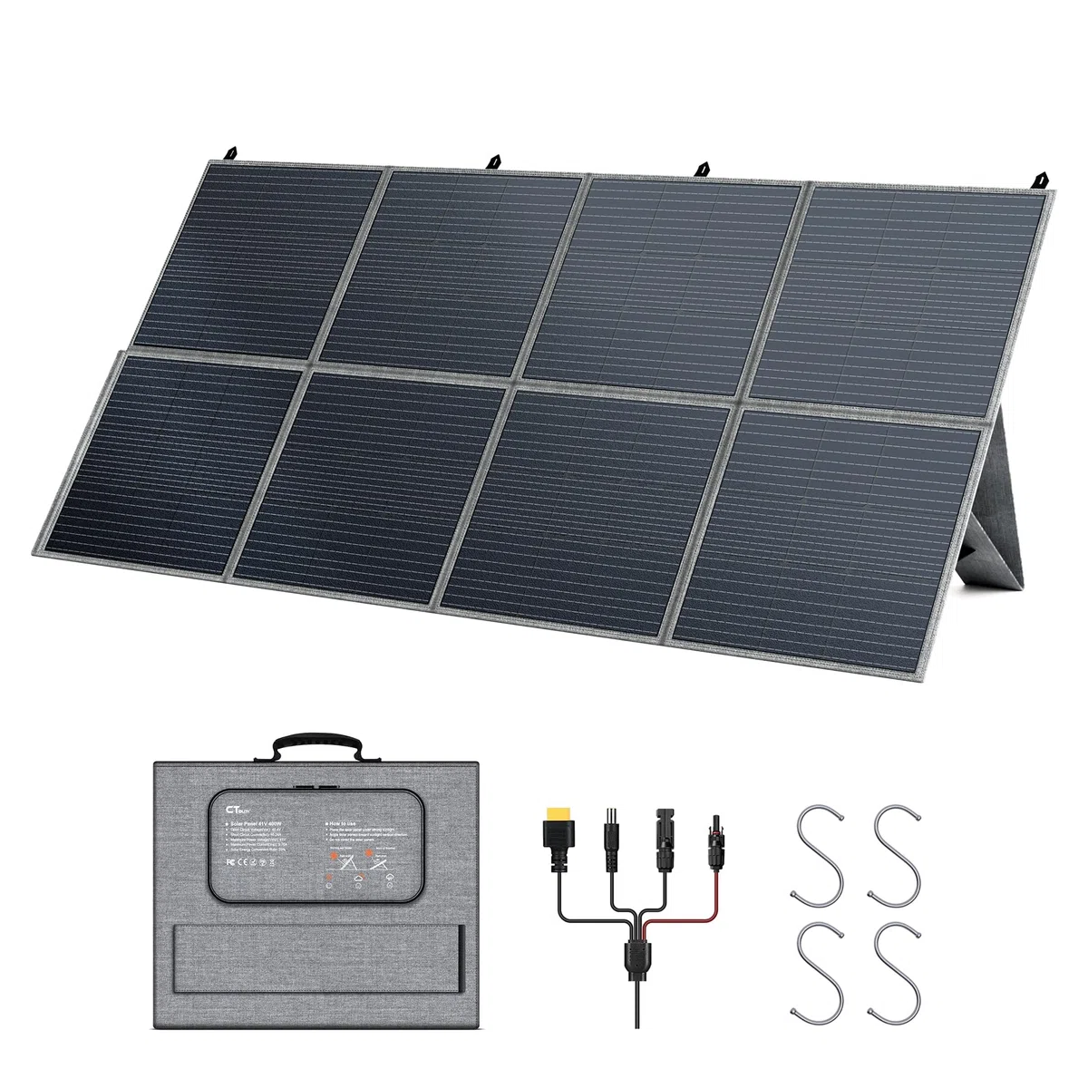 Panneaux Solaires Pliables 400W, Cellule Solaire Monocristalline, 41V Générateur Solaire avec Multi-contact, Compatible avec La Plupart des Centrales Électriques, pour le Camping,Randonnée,RV