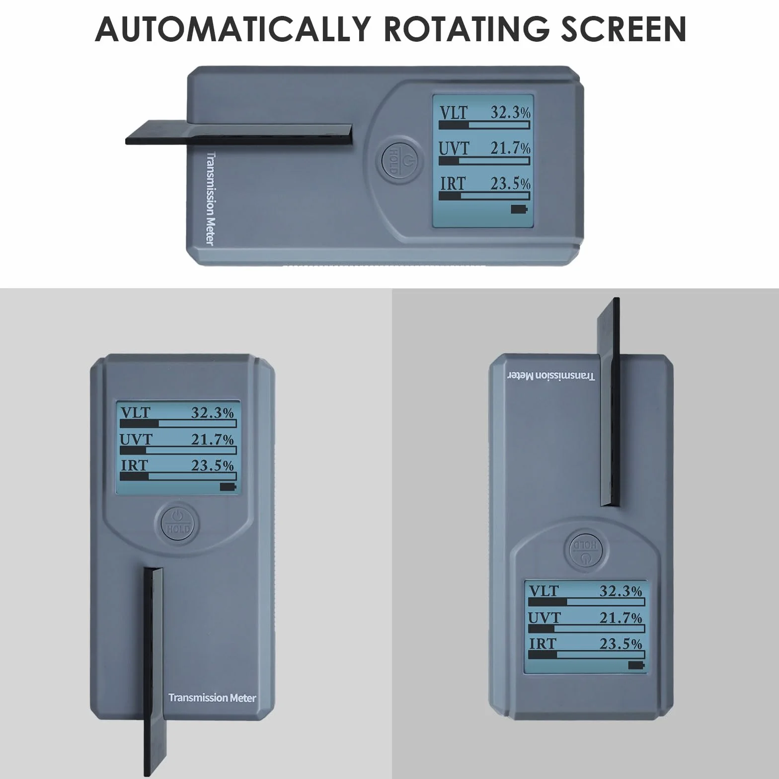 Tintmètre Portable Testeur de teinte de vitre avec écran Rotatif Automatique, Calibration Automatique, Mesure de la transmission et du rejet de la lumière visible (VL), des UV et des IR