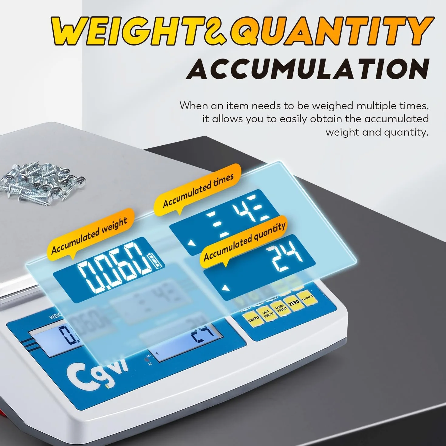 CGOLDENWALL Balance Comptage Industrielle Professionnelle 30kg / 0.1g - Balance Compteuse Digital - Plateau Inox, Unité g/kg/lb - Pour Comptage de Pièces, Bijoux et Inventaire