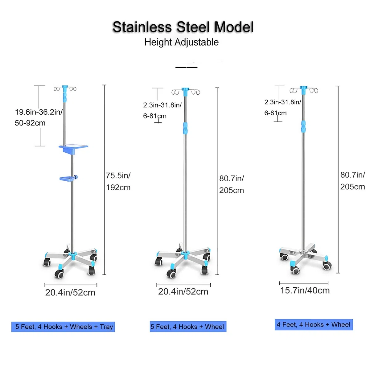 Perche IV D'égouttement IV Sur Roues Médical, Support D'égouttement Portatif Réglable en Hauteur en Acier Inoxydable (Size : Stainless Steel 5leg)