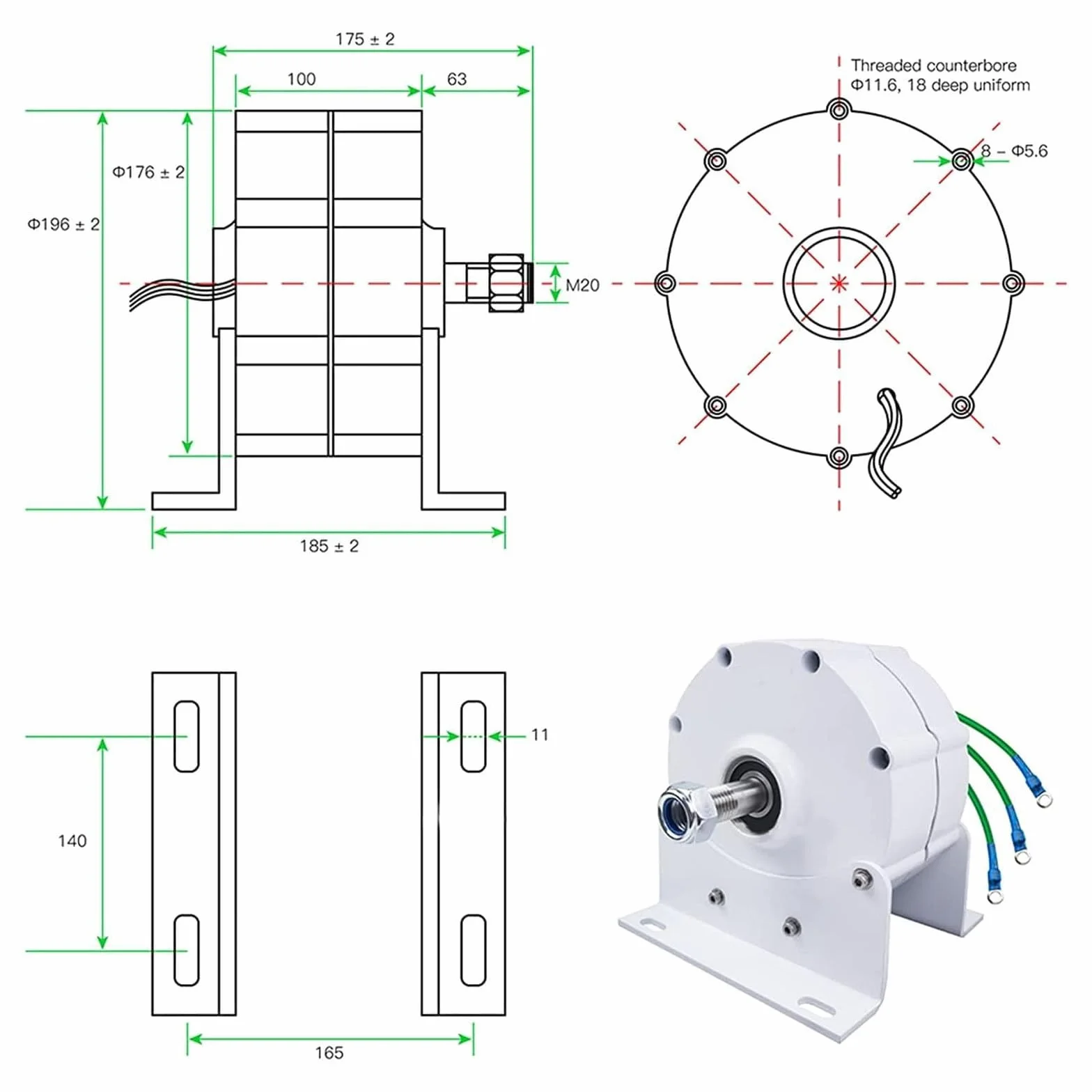 Générateur Aimant Permanent 12000W sans Engrenage, Générateurs Alternateurs AC 12V 24V 48V 120V 220V avec Une Utilisation de Base pour La Turbine À Éoliennes,220V