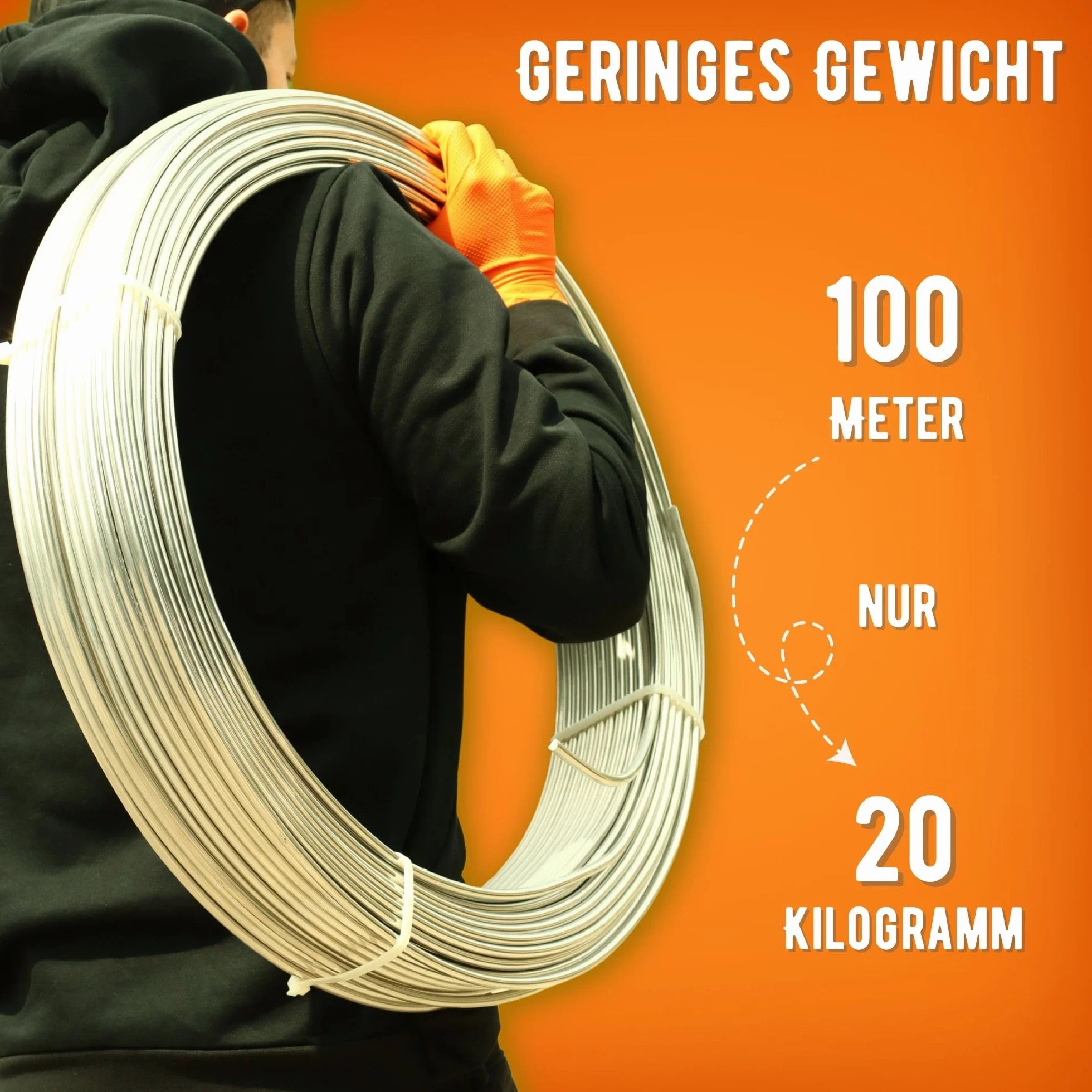 HausHeld fil rond en aluminium AlMgSi Ø 10 mm, 30 m, câble de terre pour protection foudre et PV