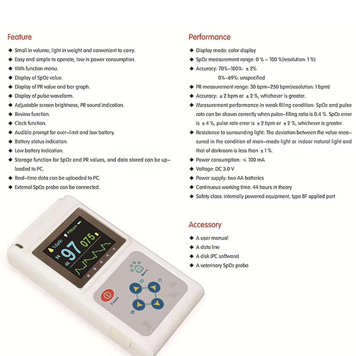 OxymèTre De Pouls VéTéRinaire, Capteur De FréQuence Cardiaque Auriculaire/Langue Avec Sonde Spo2, Fonction De Stockage Et De Lecture, Invite Sonore, Pour Chiens, Chats, Animaux De Compagnie