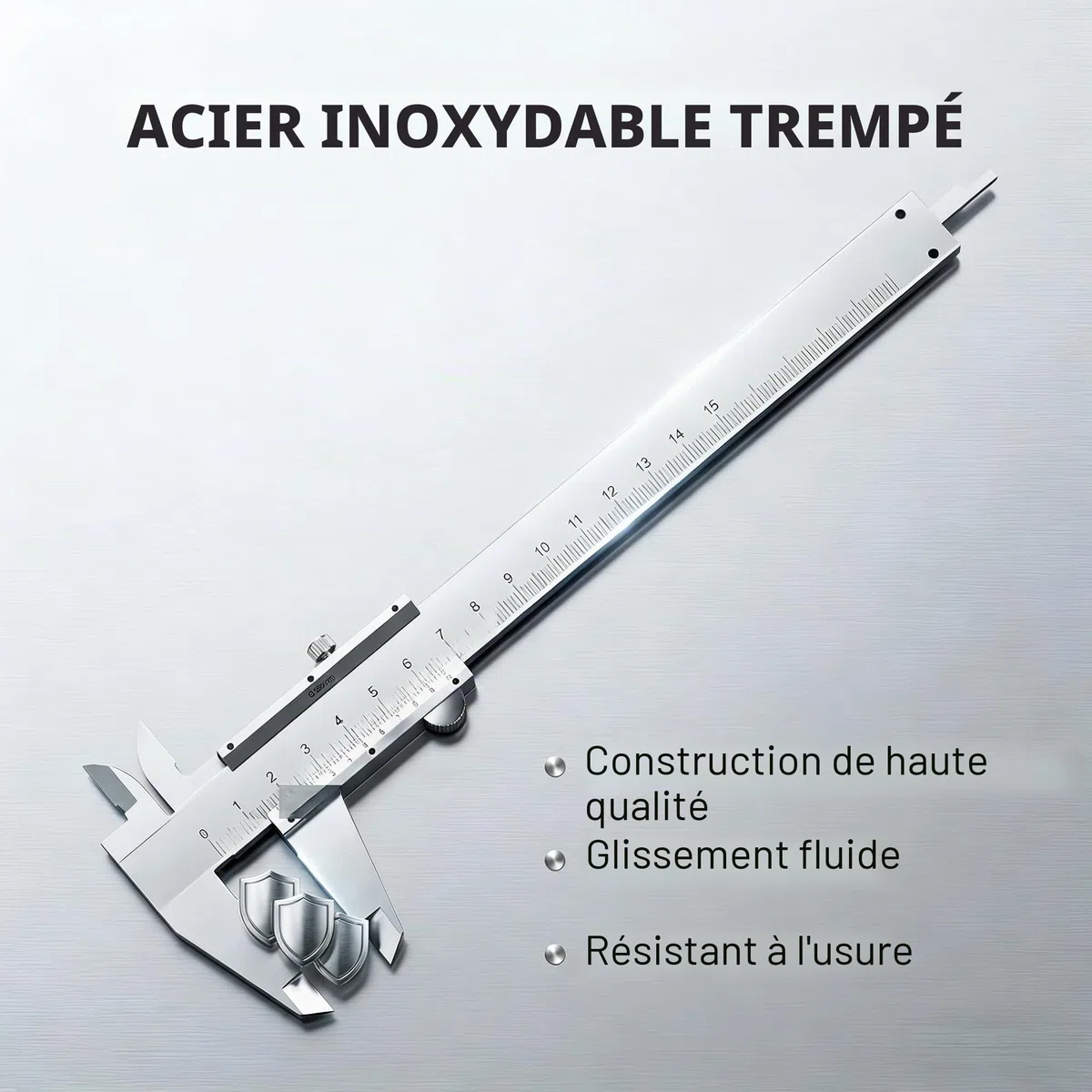Pied à Coulisse 0-150mm Précision 0,02mm en Acier Inoxydable Vernier Mécanique Outil de Mesure Professionnel pour Bricolage Industrie et Atelier Calibre à Coulisse avec Étui de Rangement Robuste