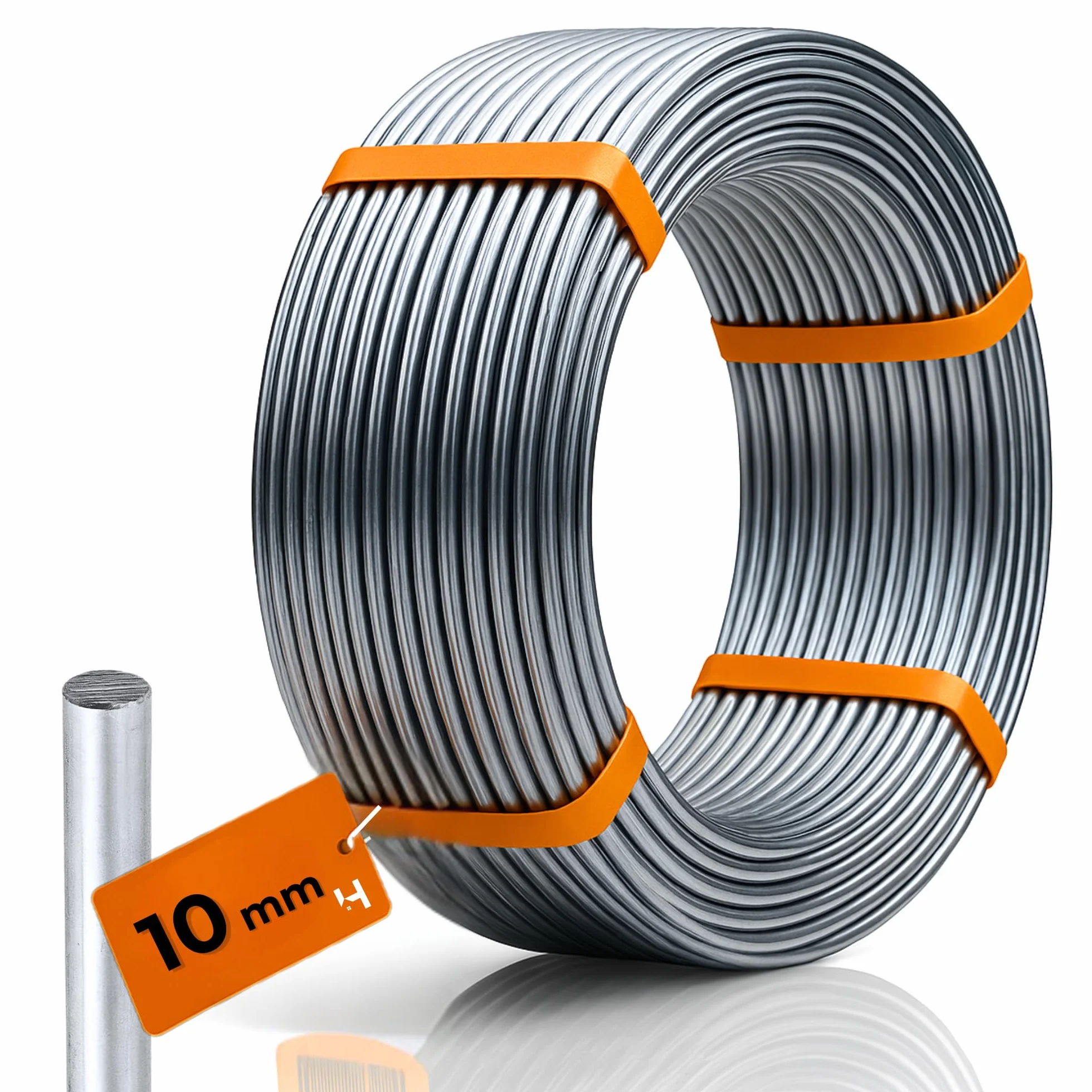 HausHeld fil rond en aluminium AlMgSi Ø 10 mm, 30 m, câble de terre pour protection foudre et PV