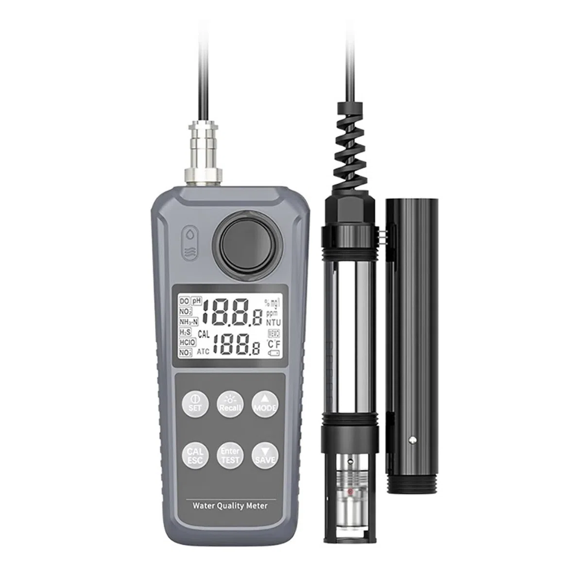 Testeur De Qualité De L'eau 5 En 1, Ph-mètre, Oxygène Dissous, Nitrite, Azote Ammoniacal, Température, For L'aquaculture Marine En Eau Douce Largement Applicable