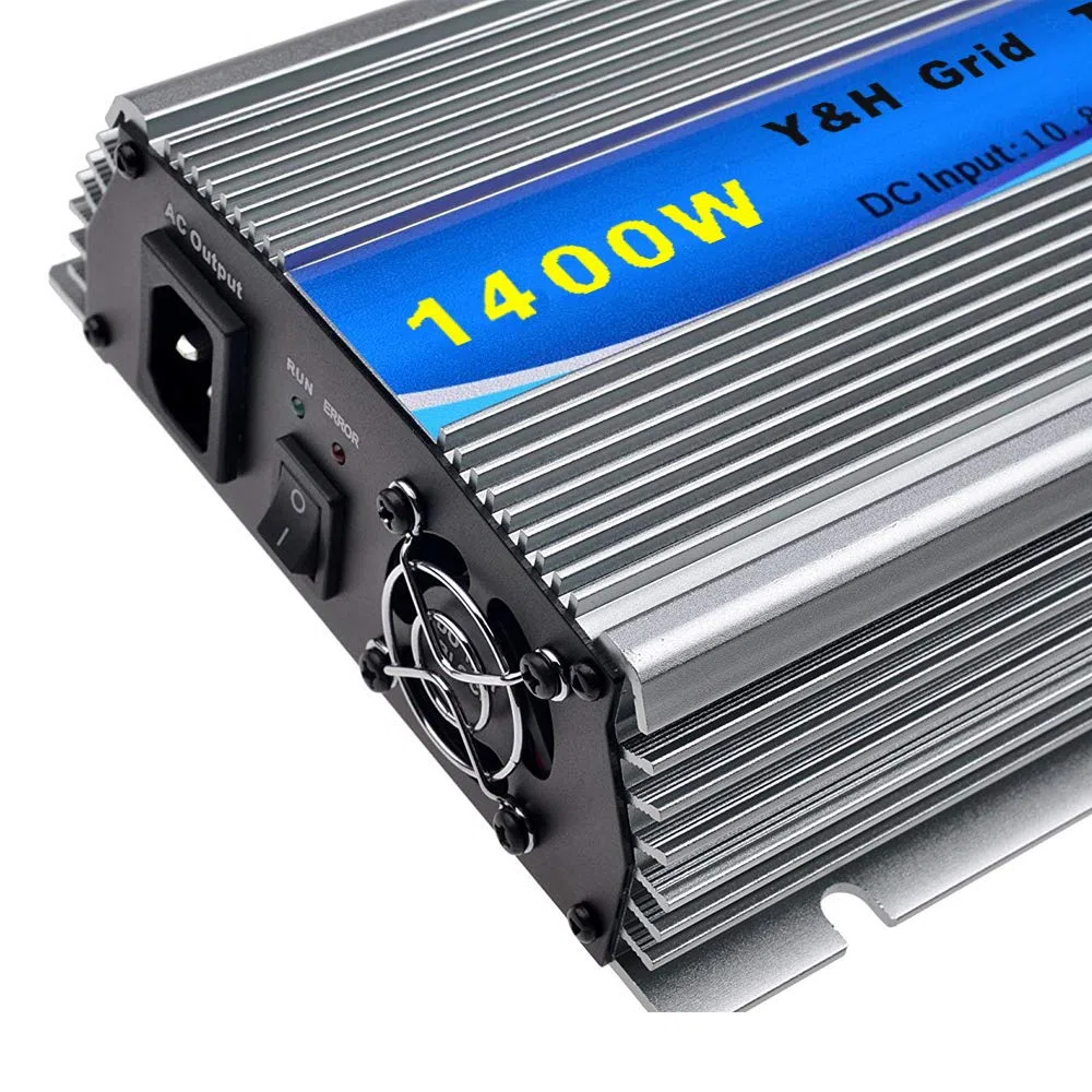 Y&H 1400W Onduleur solaire MPPT Onde sinusoïdale pure DC15-28V Entrée solaire pour panneau solaire 12V. AC190V-260V sortie pure connexion au réseau à onde sinusoïdale