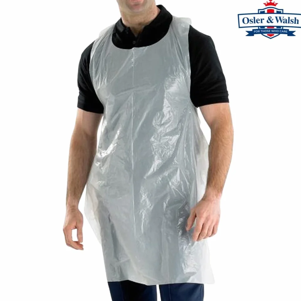 Lot de 100 tabliers jetables de qualité supérieure pour homme et femme - 700 mm x 1170 mm - En polyéthylène - Pour adultes - 16 microns - Emballés à plat - Taille et spécifications (NHS)