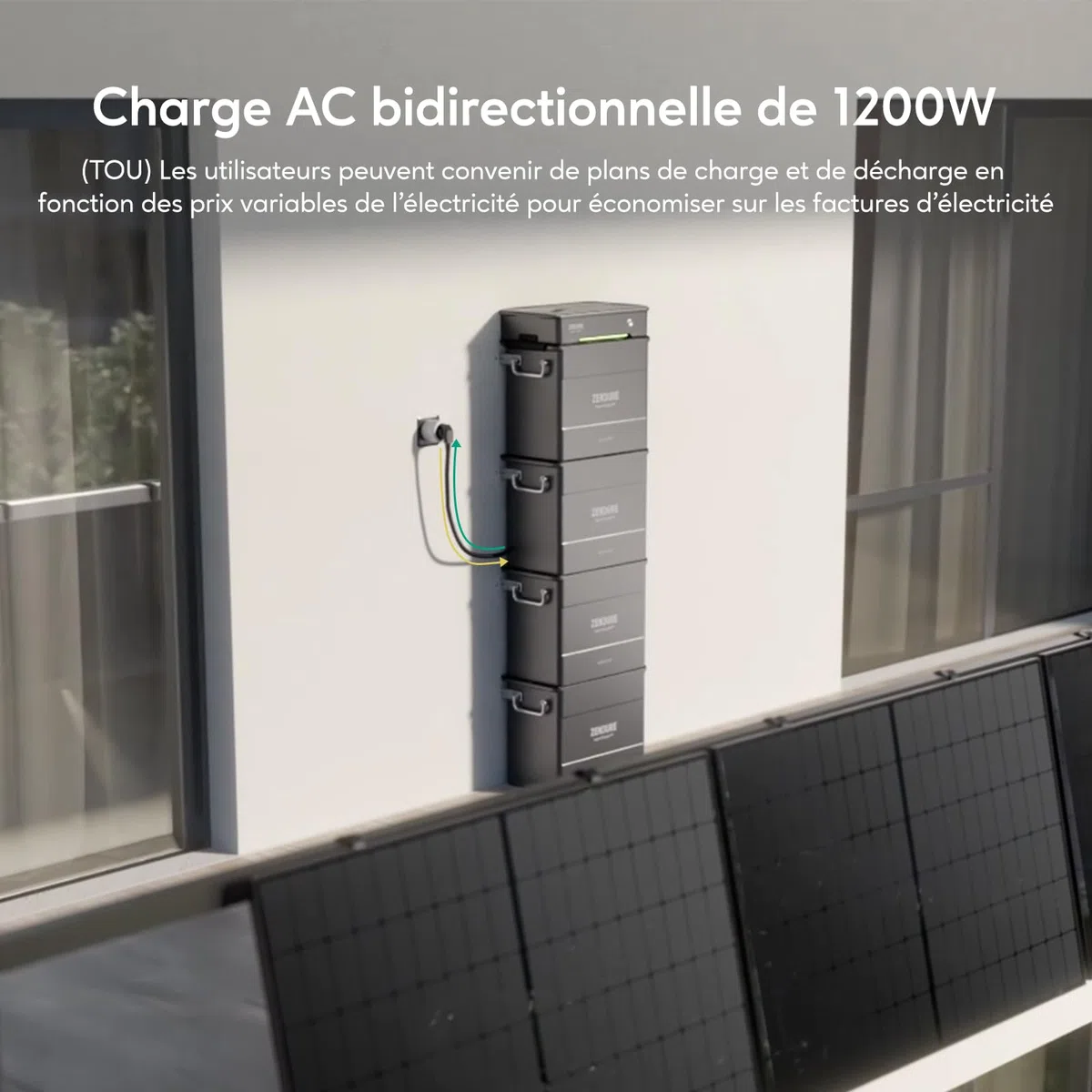 Zendure Solarflow Hyper 2000 avec AB2000L 1920Wh, Centrale Électrique de Balcon avec Entrée Solaire 1800W, HUB Intégré(Unité de Contrôle Intelligente) et Micro Onduleur, Biface Panneau Solaire 1 118W