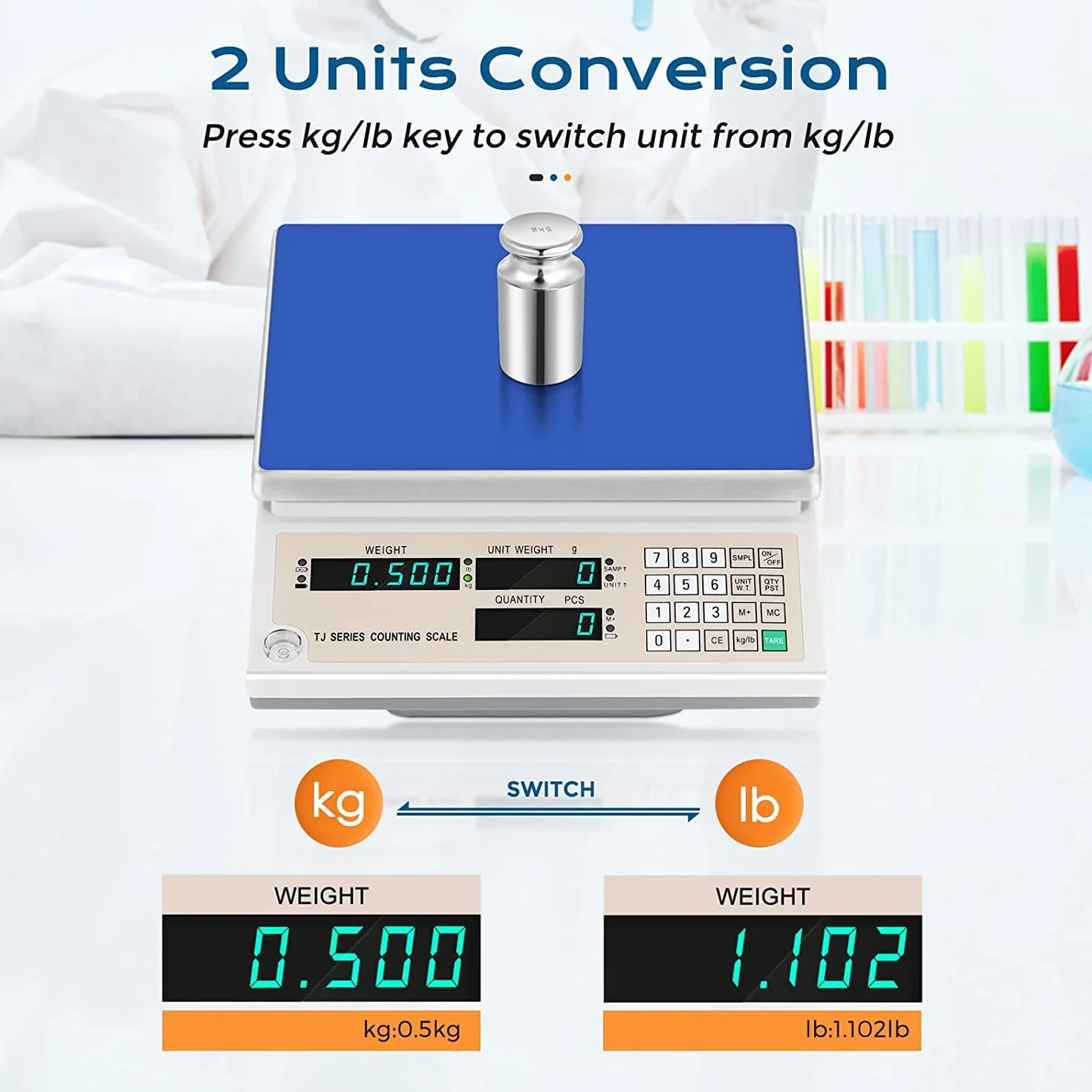 Bonvoisin Balance de Comptage Industrielle Numérique 3-15kg / 0.1-1g Balance de Comptage de Pièces kg/lb Conversion d'Unités (30kg/66lb, 1g/0.0022lb)