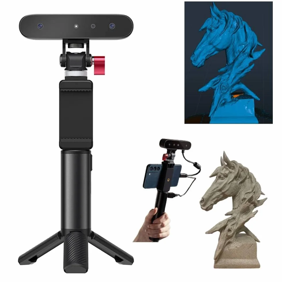 Creality CR-Scan Ferret Scanner 3D avec précision de 0,1 mm, double mode, scanner portatif avec fréquence d'images jusqu'à 30 FPT, 3D pleine couleur, prend en charge les statues de taille moyenne