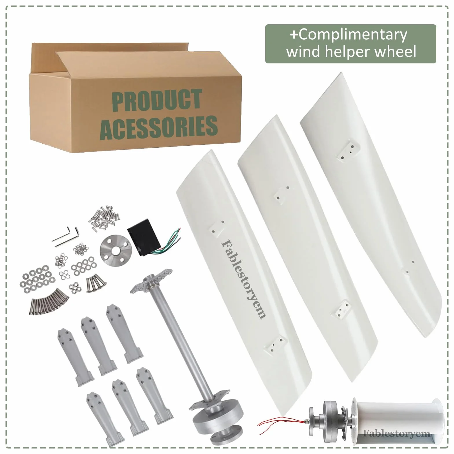 Kit de Générateur d'éolienne 14000W, Kit de Générateur de Vent Vertical d'éolienne 12V/24V/48V/110V/220V, équipement de Producteur d'électricité, Kit d'énergie Domestique,White-220V