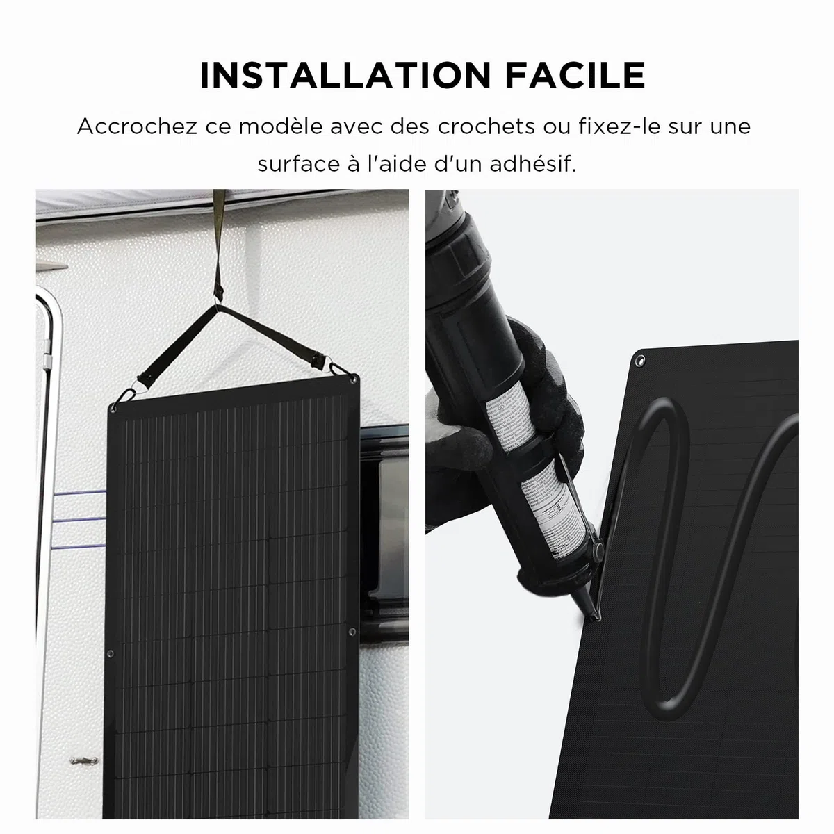 Panneau solaire flexible EcoFlow 100 W avec modules solaires haute efficacité et de niveau d'étanchéité IP68, prévu pour les toits, les camping-cars, balcons,etc