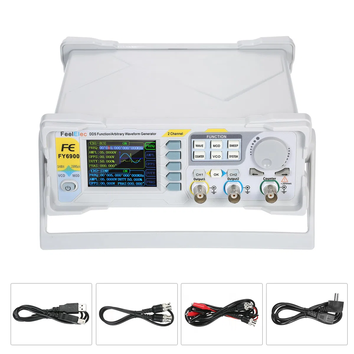 XiaoXIN Générateur de signal de fonction 100MHz Digital DDS haute précision Générateur de signal de fonction/de forme d'onde arbitraire Source de signal d'impulsion Fréquencemètre 300MSa/s Rafale VCO