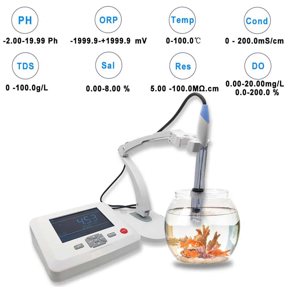 PH-mètre numérique, testeur PH/ORP/Temp de haute précision, calibrage automatique de 1 à 3 points, précision pH 0,01, stockage de 200 ensembles de données pour la recherche sur la qualité de l'eau
