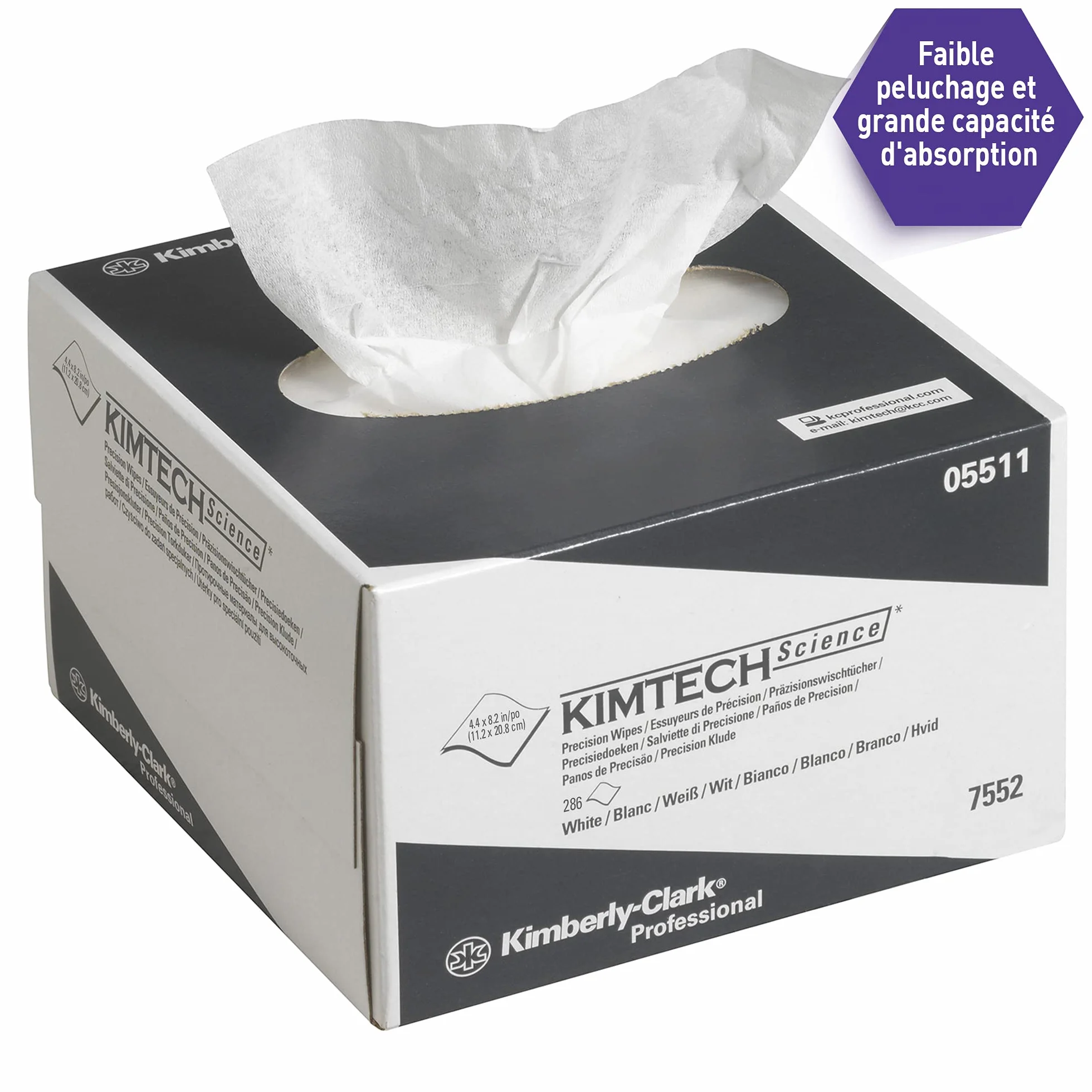 Essuyeurs de précision Kimtech Science 7552 - 30 boîtes distributrices de 286 essuyeurs blancs petit format, 1 épaisseur = 8 580 formats