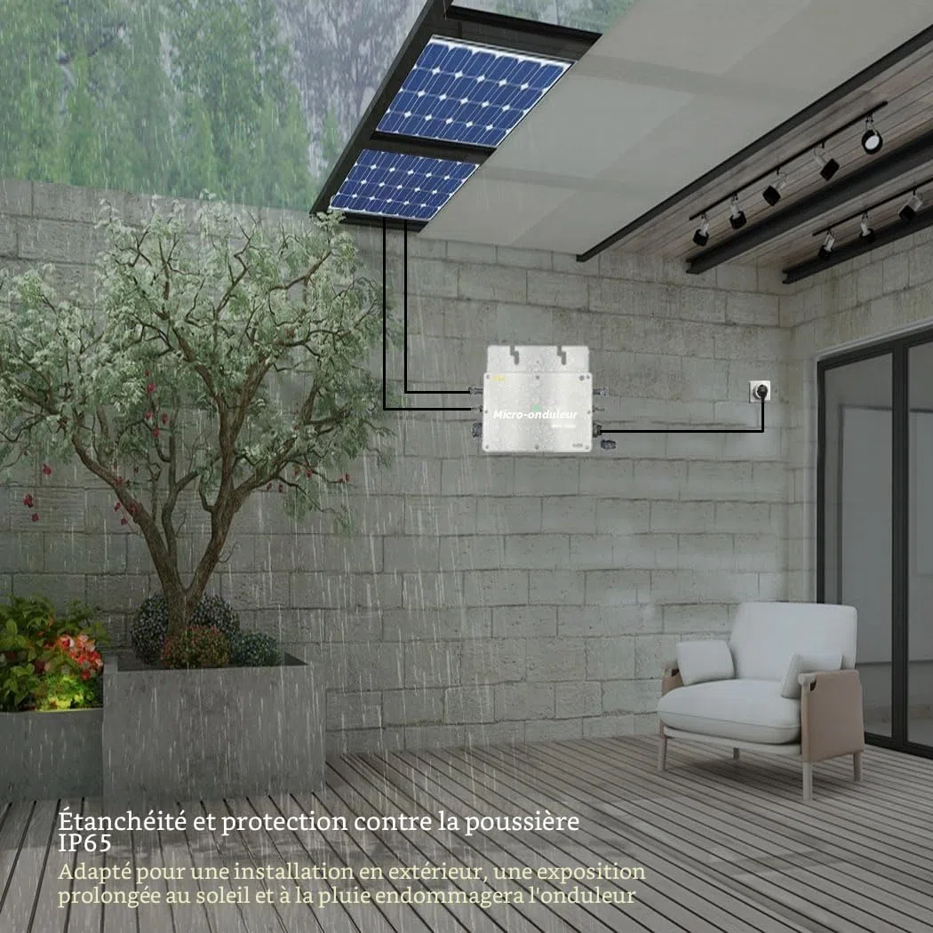 Y&H Micro-onduleur couplé au réseau 800W étanche IP65 MPPT DC30-42V PV Entrée AC180-260V Sortie pour Panneaux solaires 30V 36V