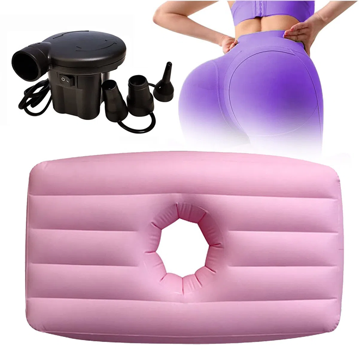 Matelas gonflable BBL après chirurgie, oreiller de lit BBL après chirurgie pour fesses, lit de récupération brésilien avec trou pour dormir après une chirurgie de récupération des fesses