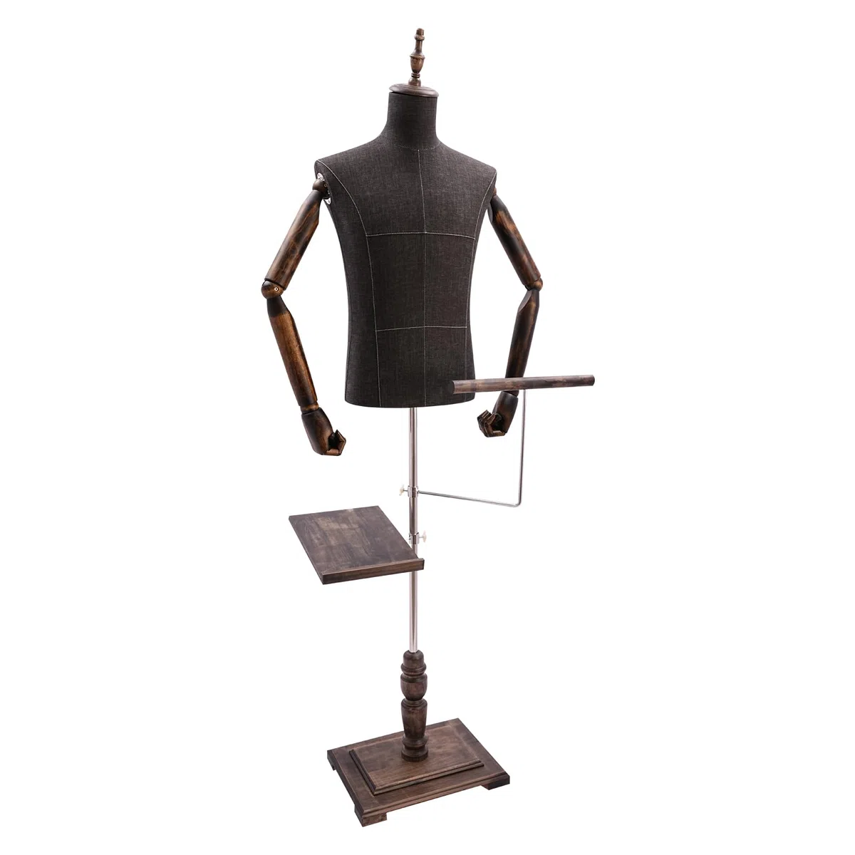 Mannequin de Couture pour Homme - Hauteur réglable - Buste pour Homme - avec Porte-Pantalon et Porte-Chaussures pour Exposer et Coudre (Marron)
