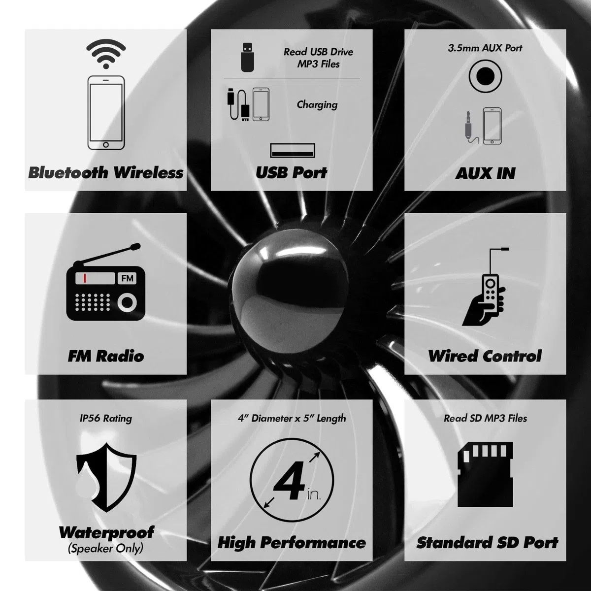 1000W Moto Amplificateur 4 Haut-parleurs Étanches Bluetooth Stéréo Audio Système AUX MP3 USB SD FM Radio pour Harley Touring Cruiser ATV UTV Scooter (Noir)