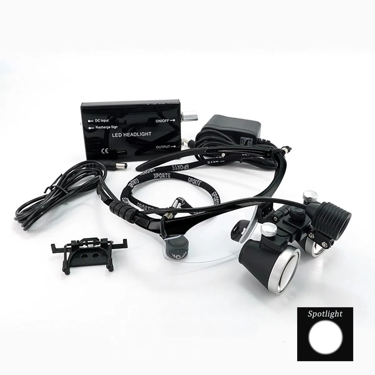 Loupes binoculaires chirurgicales antibuée pour Dentiste 2,5X 3,5X 420 mm Eclairante Lunette grossissante High Intensity LED lightdi, Loupes Jumelles Chirurgicales en Verre Optique
