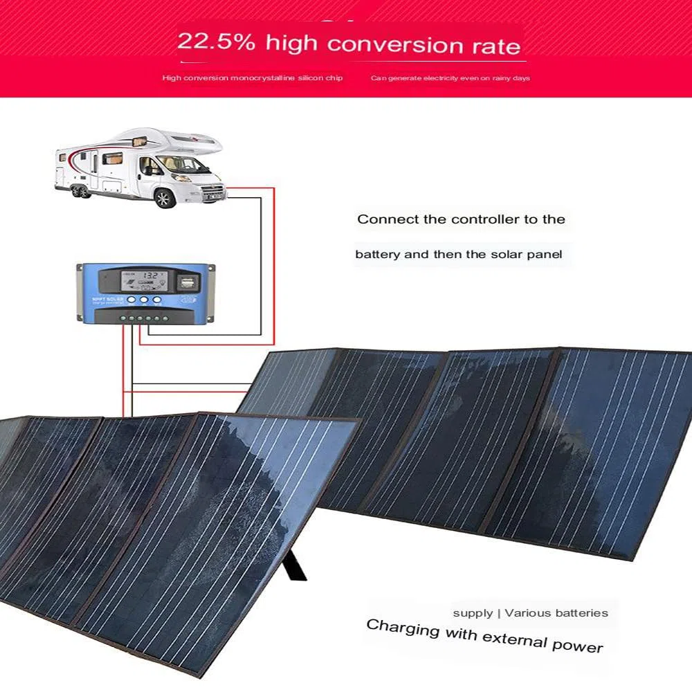 Chargeur Solaire 400W d'urgence Pliable, étanche et Anti-salissure, Sac à Dos de Camping, randonnée, téléphone Portable, Batterie Externe, Tablette, Petite Centrale électrique,500W