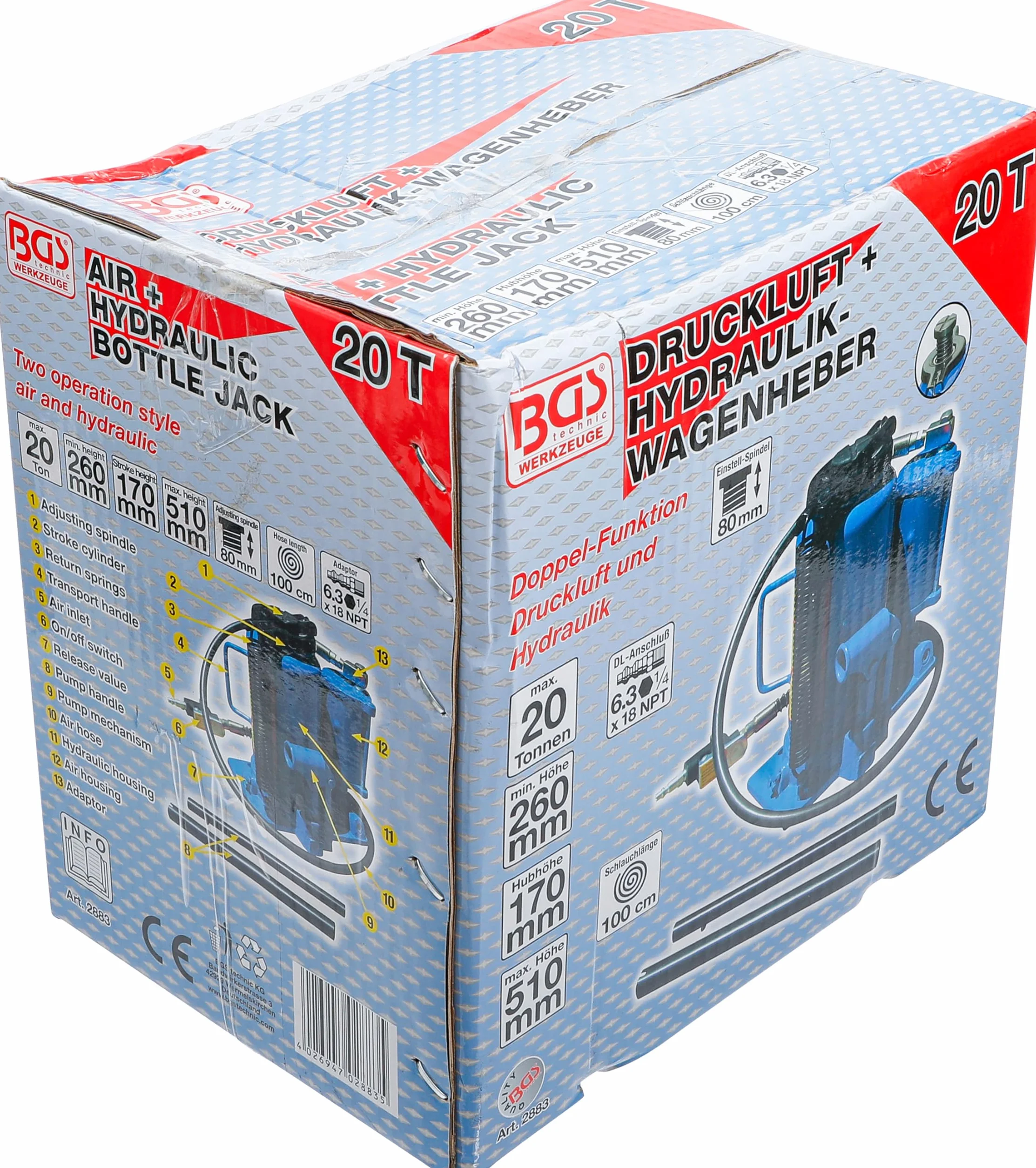 BGS 2883 | Cric hydrau-pneumatique | 20 t