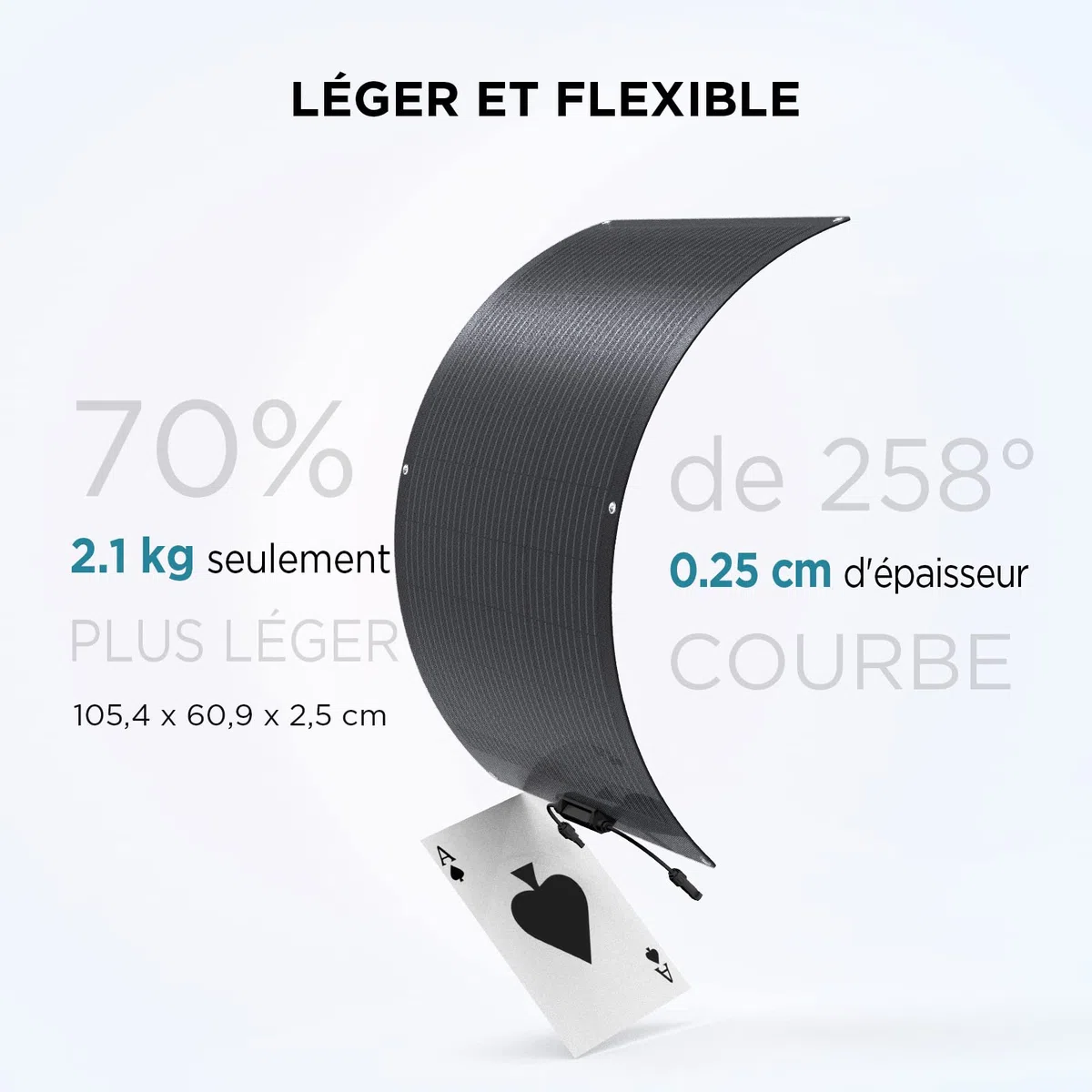 Panneau solaire flexible EcoFlow 100 W avec modules solaires haute efficacité et de niveau d'étanchéité IP68, prévu pour les toits, les camping-cars, balcons,etc
