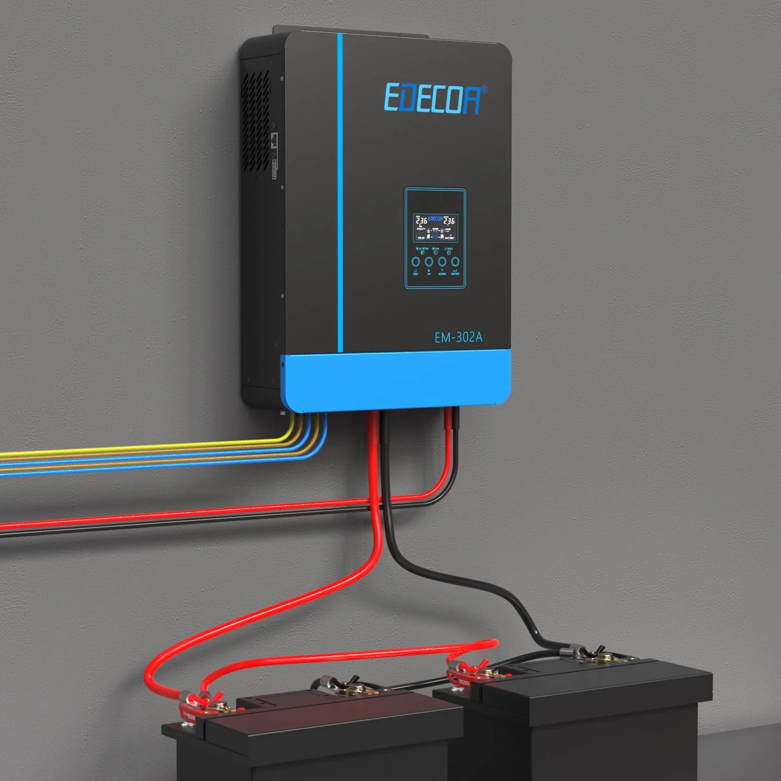 EDECOA Onduleur Hybride 24v 3000w MPPT 80A 3.2KVA/3000W 220v Pur Sinus (Off-Grid) Chargeur Solaire avec Chargeur de Batterie, réseau prioritaire, régulateur de Charge Solaire