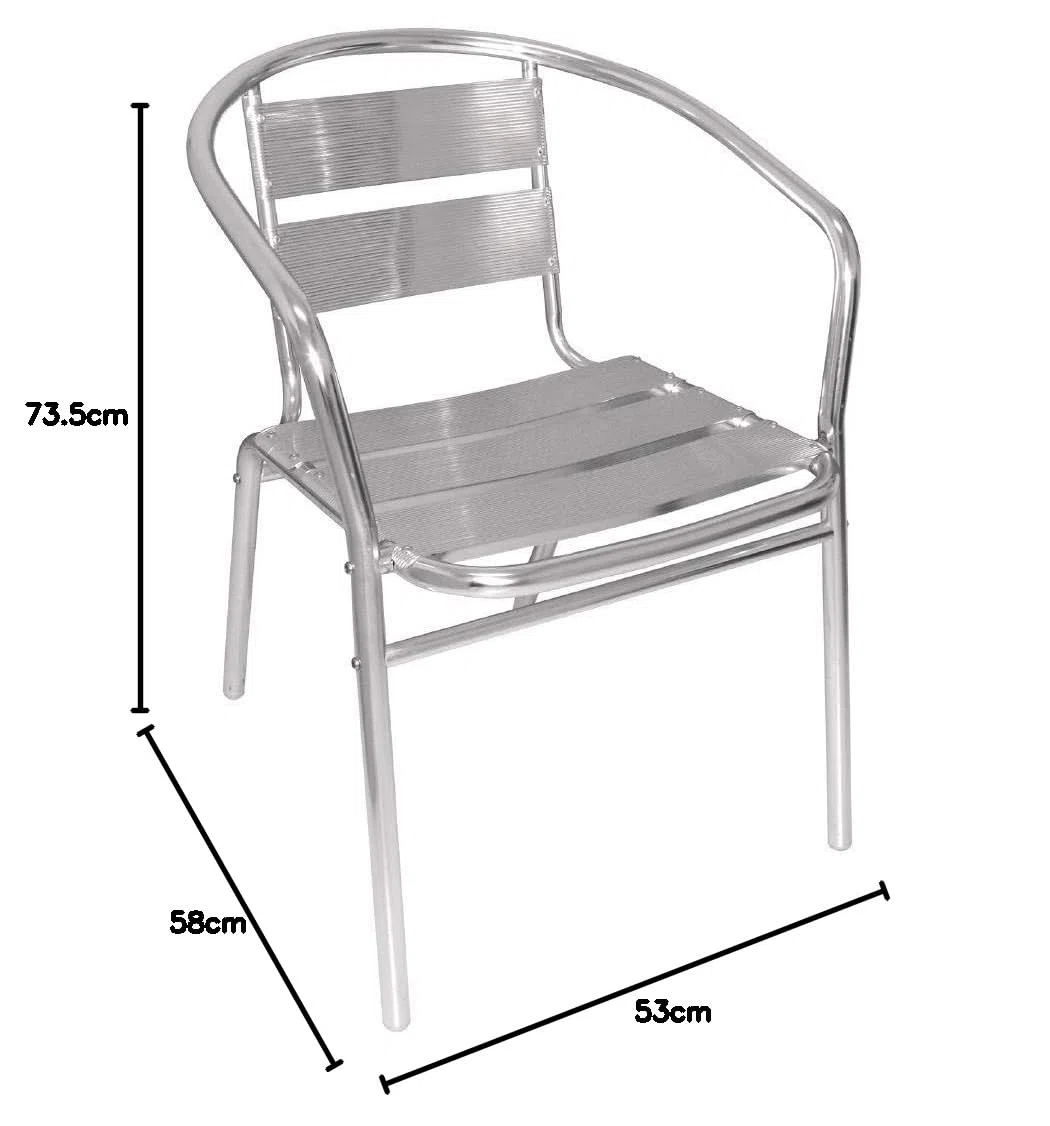 Bolero Lot de 4 fauteuils en aluminium Argenté 530 x 580 x 735 mm