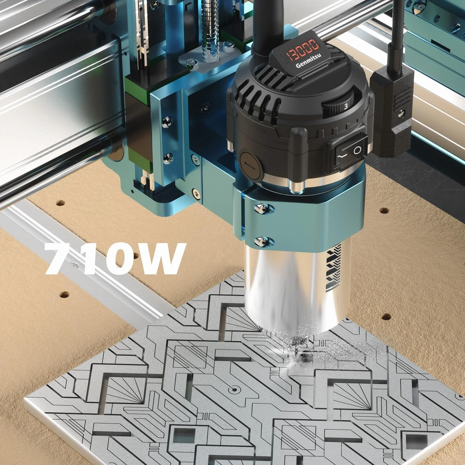 Genmitsu Fraiseuse CNC 4040-PRO MAX pour fraisage du bois, du métal et de l'acrylique, contrôle GRBL, machine à graver 3 axes avec toupie de 710 W et entraînement sur rail linéaire