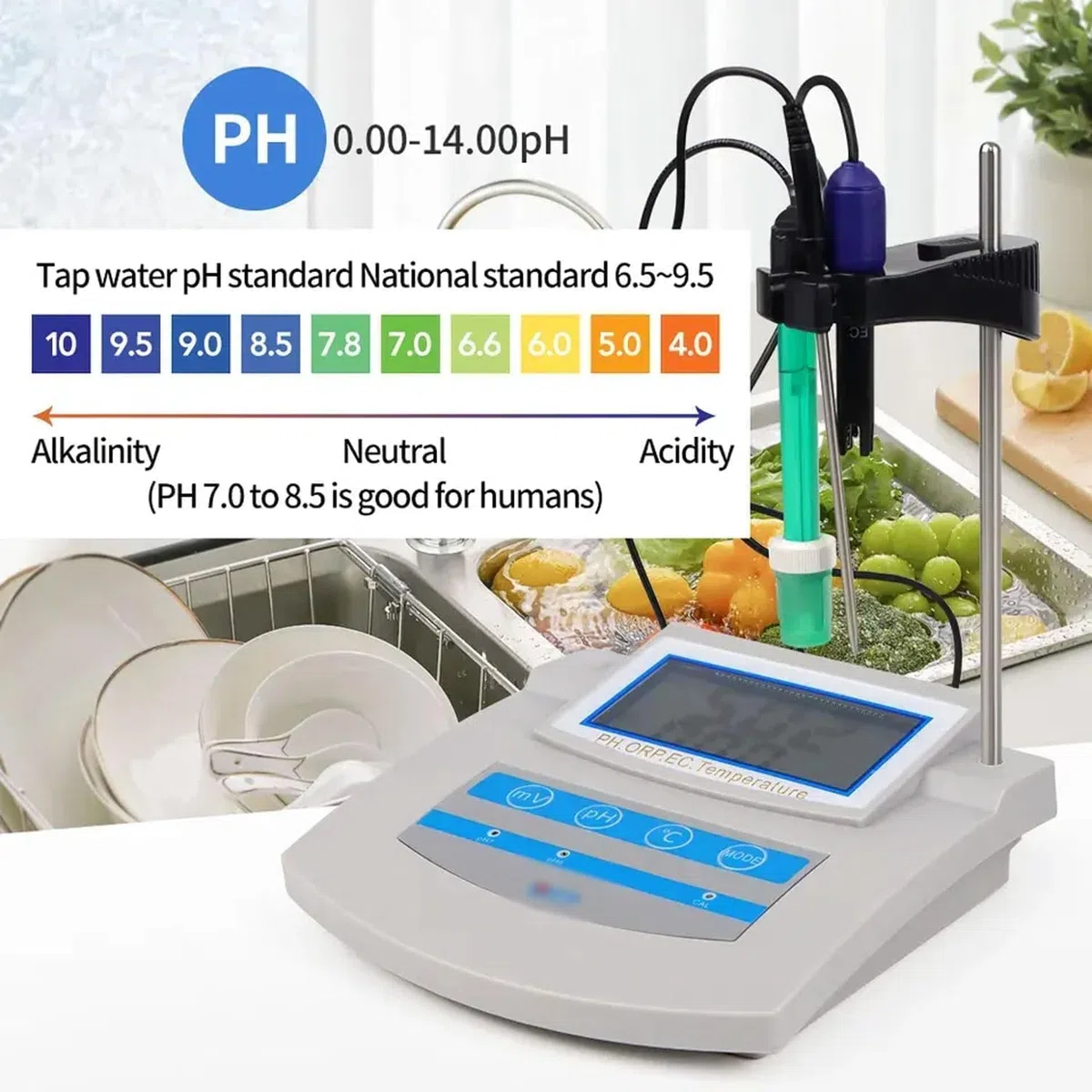 Kit de pH-mètre numérique pour aquariums et laboratoires, avec compensation de température et stockage de données, idéal pour les tests de pêche et d'eau