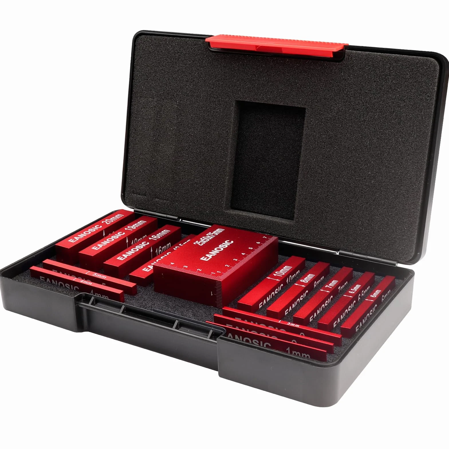 EANOSIC Lot de 15 blocs de configuration métriques en aluminium pour routeur et scie à table, accessoires de travail du bois, barres avec marquages de taille gravés au laser