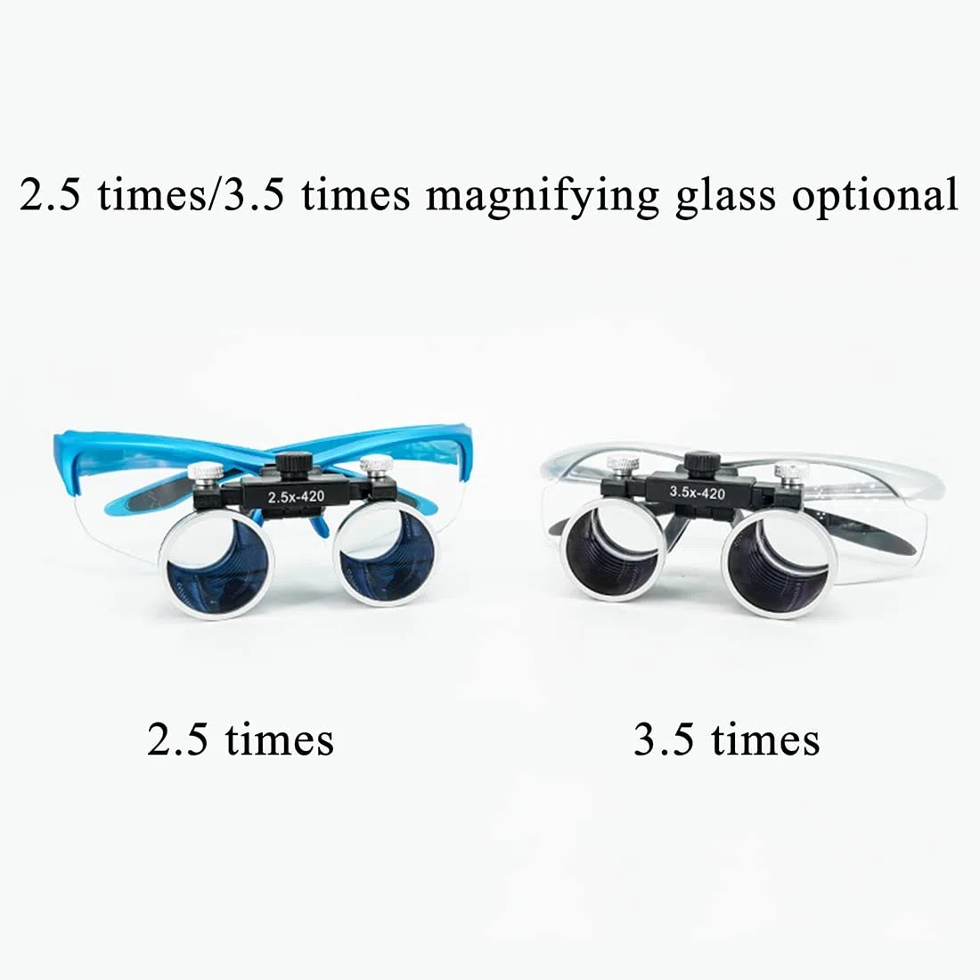 Loupes binoculaires chirurgicales antibuée pour Dentiste 2,5X 3,5X 420 mm Eclairante Lunette grossissante High Intensity LED lightdi, Loupes Jumelles Chirurgicales en Verre Optique