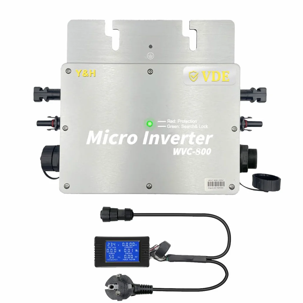 Y&H Micro-onduleur couplé au réseau 800W étanche IP65 MPPT DC30-42V PV Entrée AC180-260V Sortie pour Panneaux solaires 30V 36V