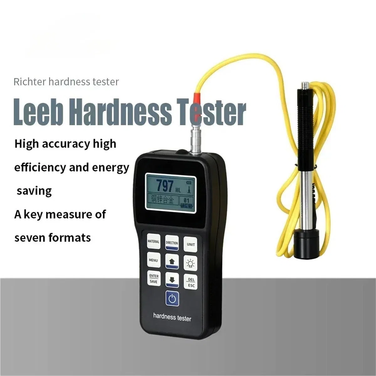 Kit de test d'eau dure, Leeb – testeur de dureté Portable, duromètre à rebond HL, HB, HRB, HRC, HRA, HV, HS for l'acier métallique sans bloc Standard,Excellente portabilité