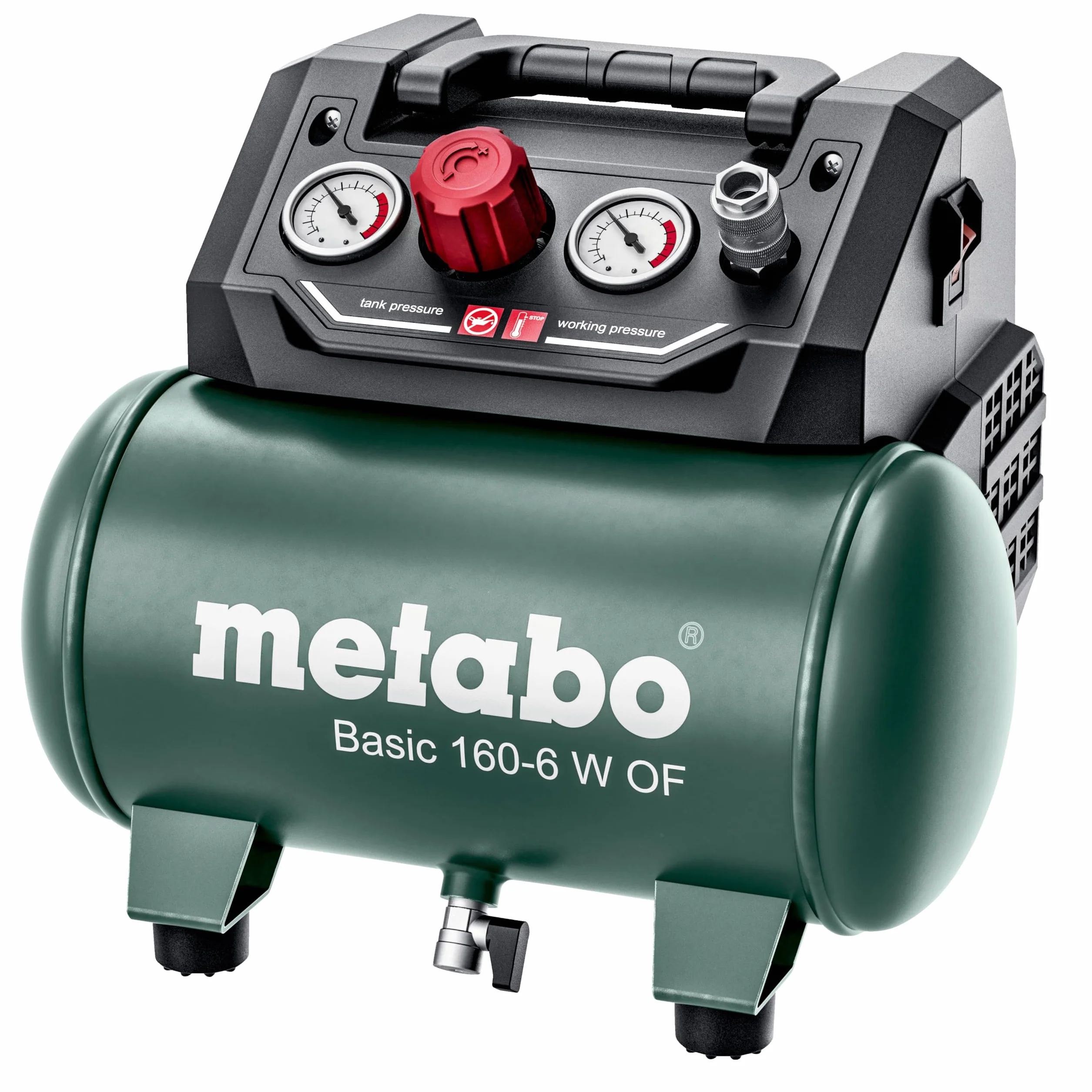 metabo Basic 160-6 W OF Compresseur à Piston Sans Huile, 6l, 8 Bar