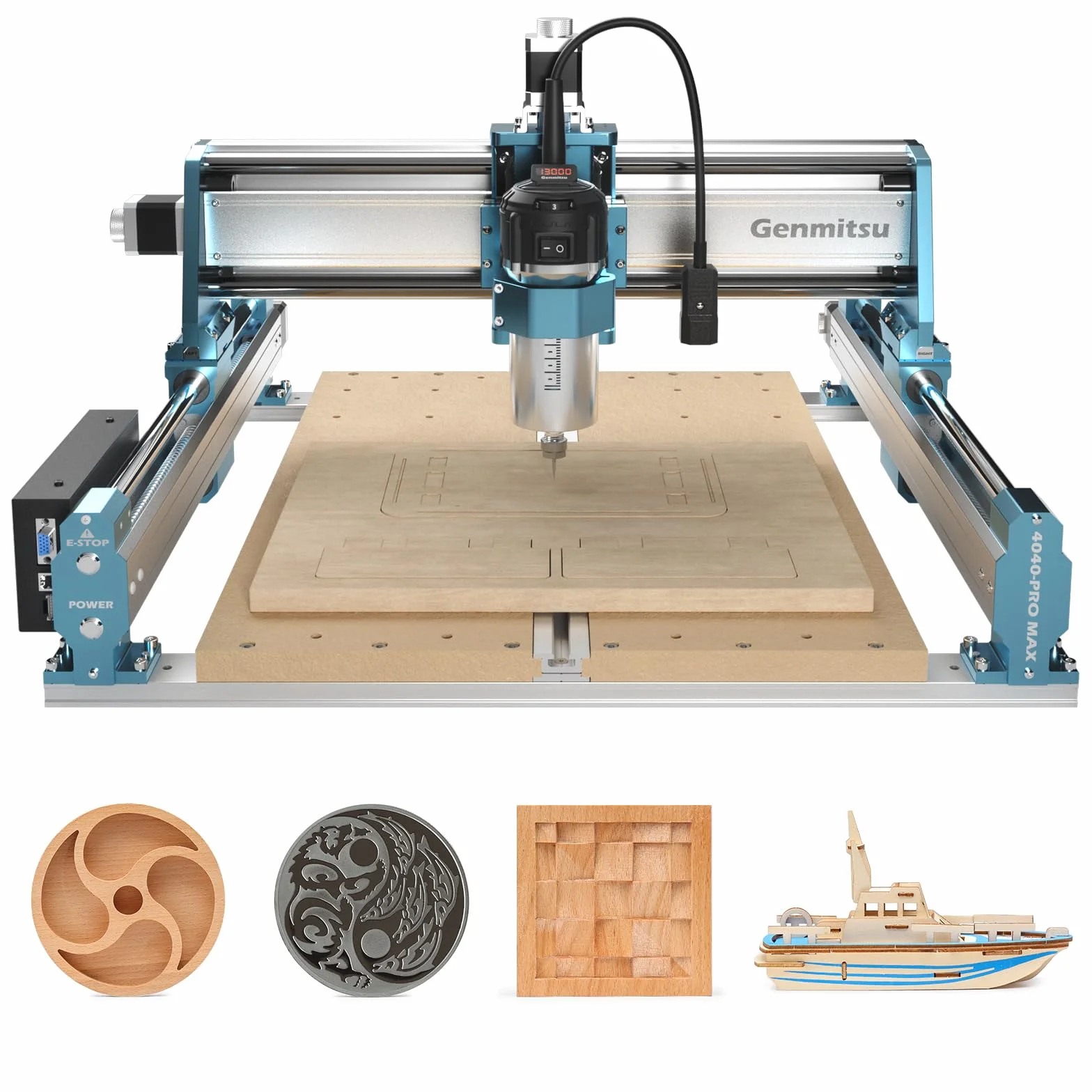 Genmitsu Fraiseuse CNC 4040-PRO MAX pour fraisage du bois, du métal et de l'acrylique, contrôle GRBL, machine à graver 3 axes avec toupie de 710 W et entraînement sur rail linéaire