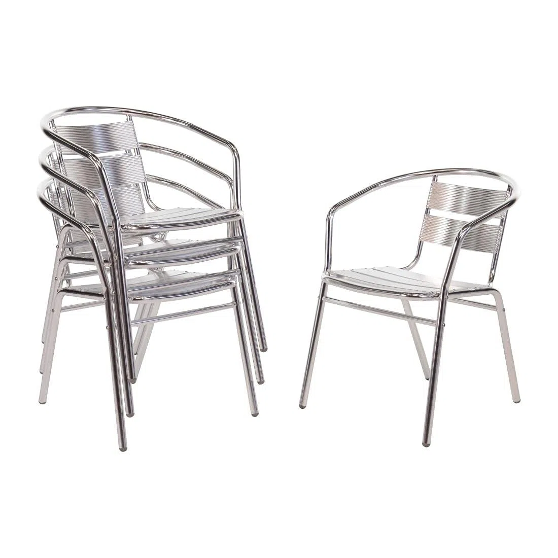 Bolero Lot de 4 fauteuils en aluminium Argenté 530 x 580 x 735 mm