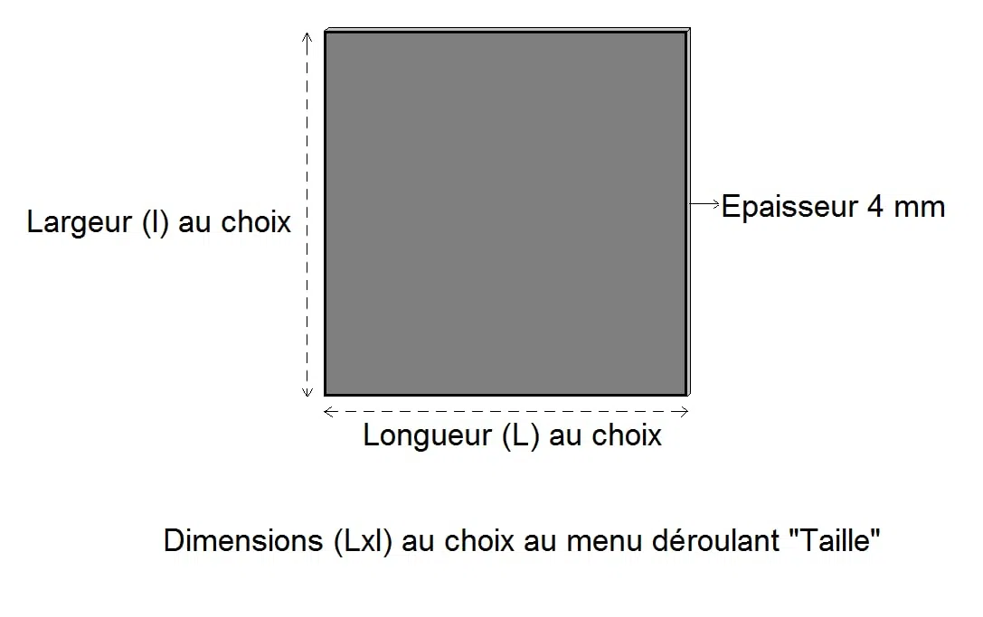 LeMétal - Tôle acier 4 mm- Dimensions au choix (2000x600 mm)