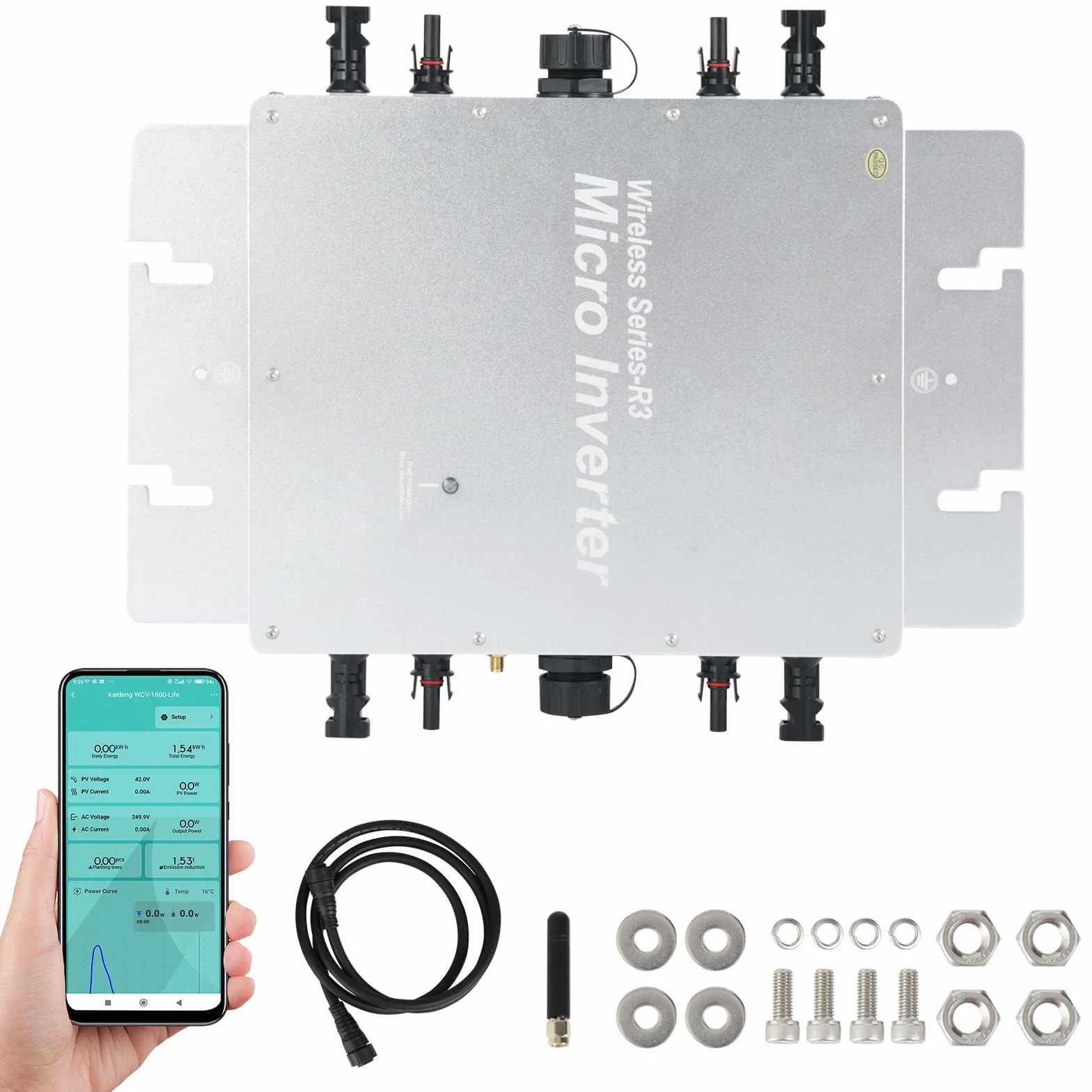 Micro onduleur Micro onduleur Solaire MPPT Grid Tie Converter avec système de Surveillance de téléphone Portable WiFi(WVC-1600W)