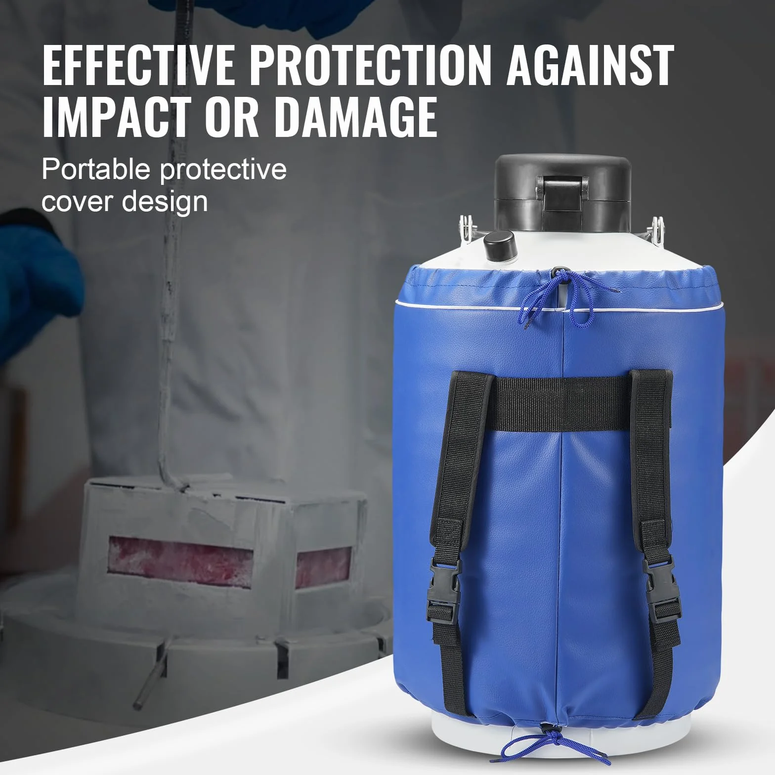 VEVOR Réservoir d'Azote Liquide 10 L, Conteneur d'Azote Liquide en Alu, Dewar de Stockage de LN2, 6 Bidons, avec Sac de Transport et Sangles, Récipient Cryogénique pour l'Industrie de la Beauté