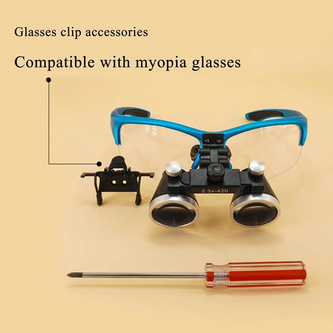 Loupes binoculaires chirurgicales antibuée pour Dentiste 2,5X 3,5X 420 mm Eclairante Lunette grossissante High Intensity LED lightdi, Loupes Jumelles Chirurgicales en Verre Optique