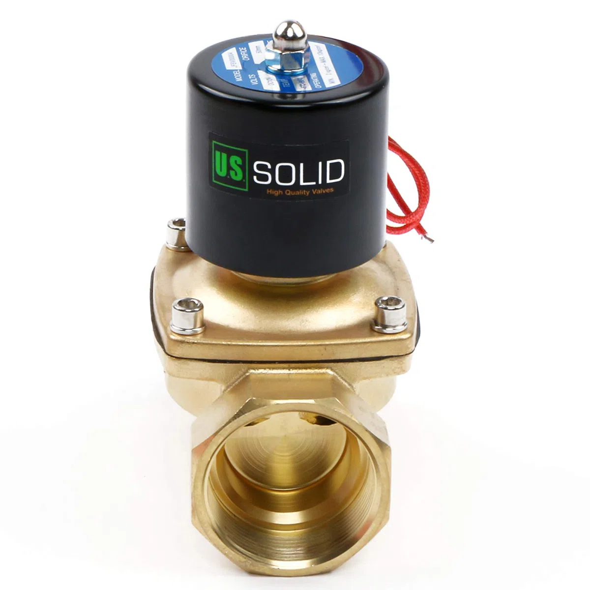 U.S. Solid Électrovanne électrique en laiton 2" – 12V DC, Normalement Fermée, Air, Eau, Carburant, VITON, Filetage G