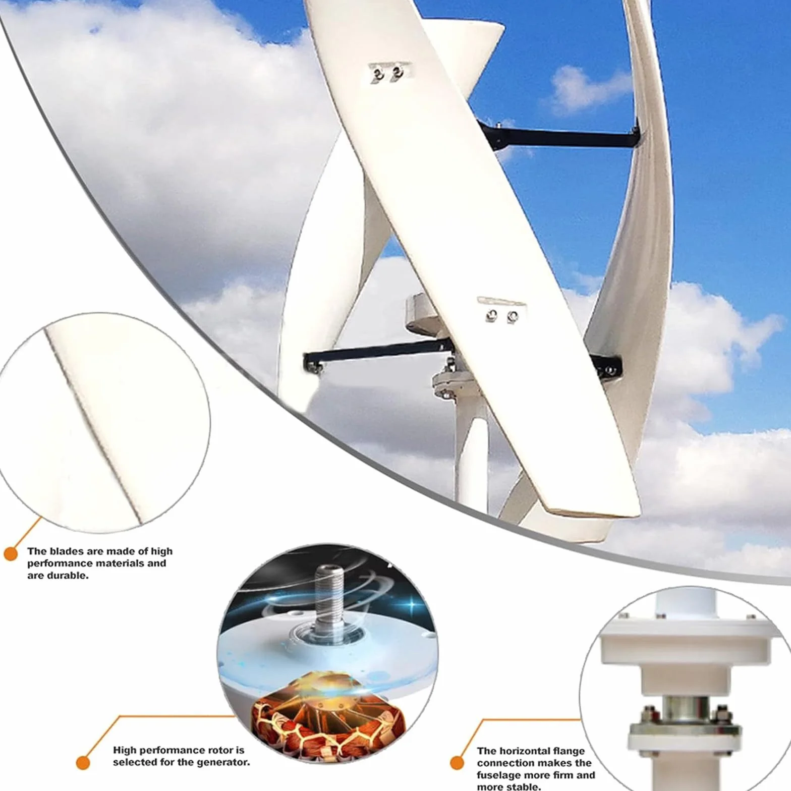 Éolienne, 12v 24v 48v 5000w Silencieux Vertical Petit générateur de Vent à énergie Libre Maison éolienne Verticale Portable avec contrôleur MPPT,48V