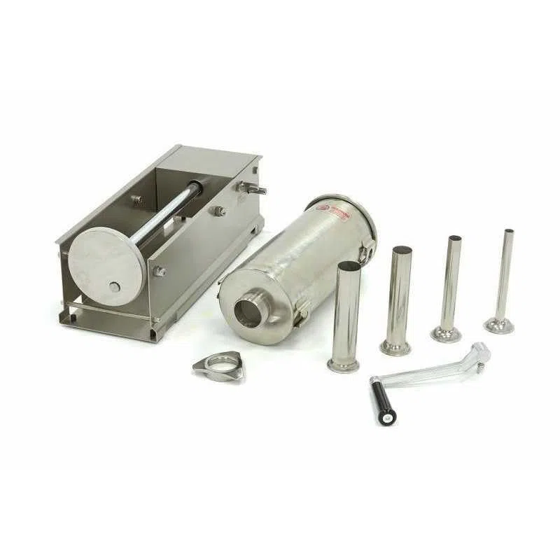 Générique Poussoir à Saucisses Manuel Horizontal 5L INOX - 2 Vitesses - 4 Tubes 16/22/32/38 mm - Stable et Précis