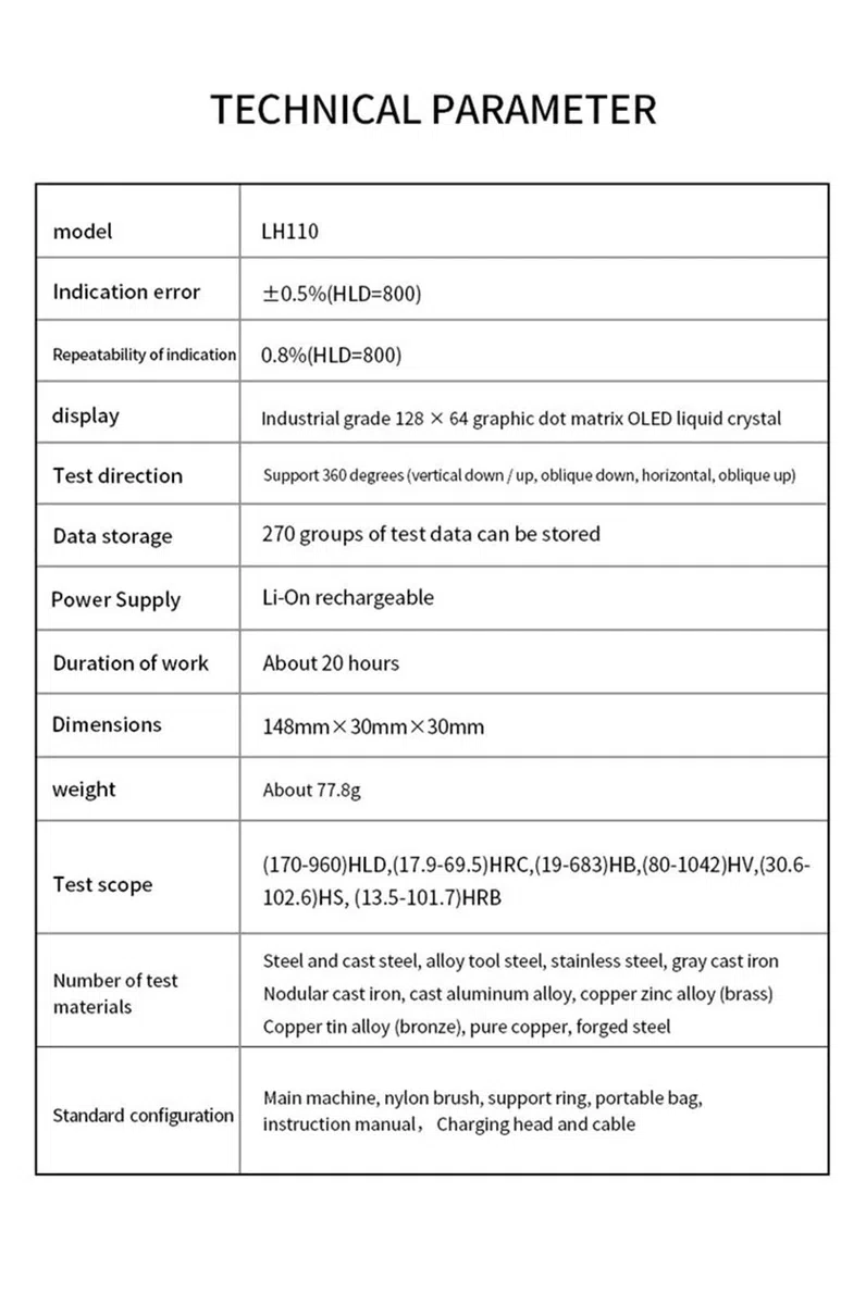 Kit de test d'eau dure, Testeur de dureté des métaux de type stylo Leeb Testeur de dureté du fer et de l'acier,Excellente portabilité