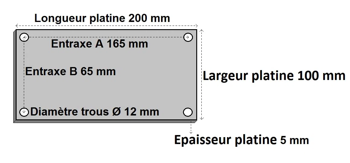 LeMétal – Platines acier rectangle 200x100x5 percée en lot de 10